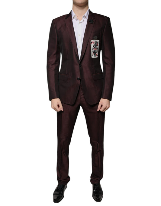 Dolce & Gabbana Maroon Deck Card Crown 2 Piece Formal Suit IT48 / M