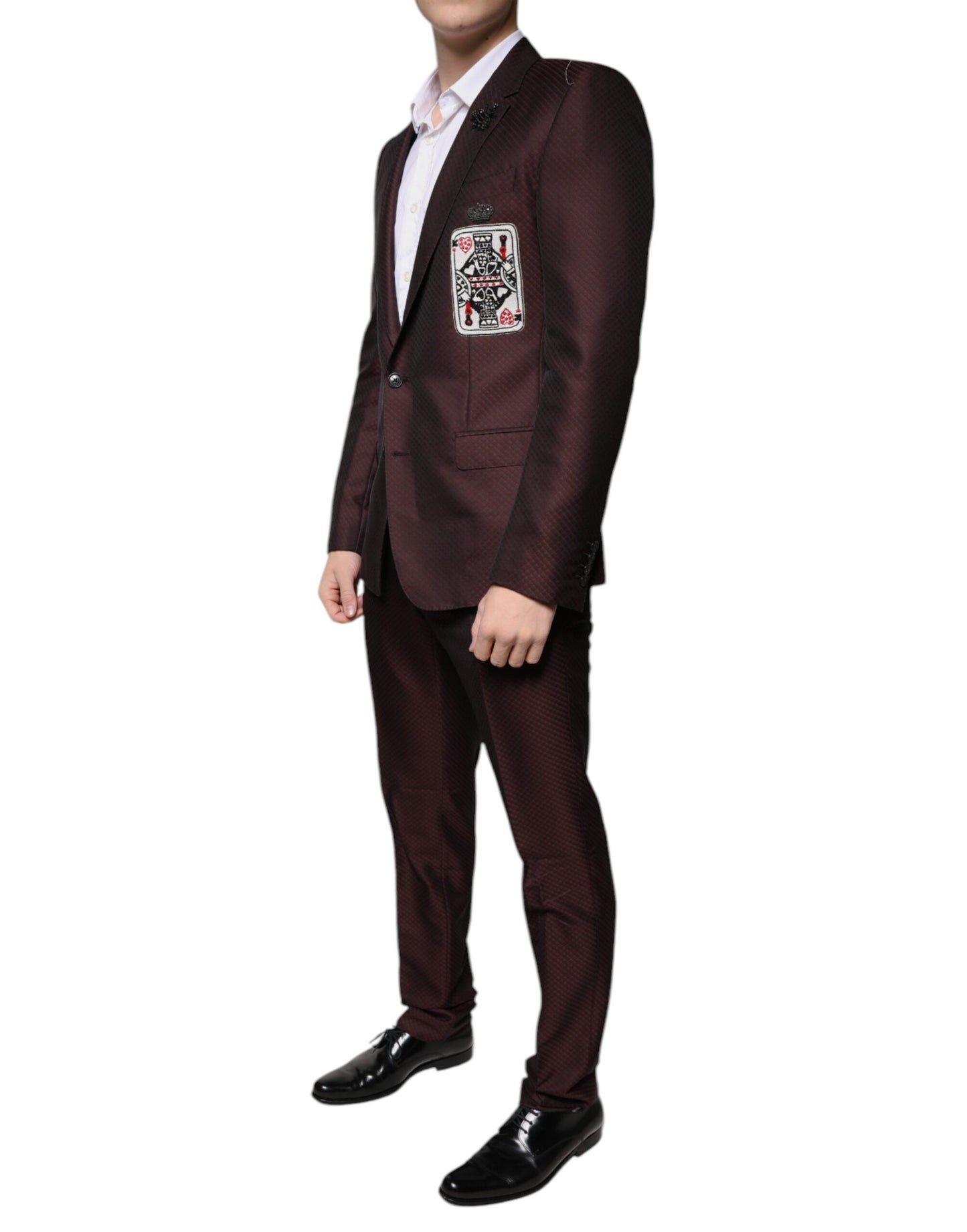 Dolce & Gabbana Maroon Deck Card Crown 2 Piece Formal Suit IT48 / M