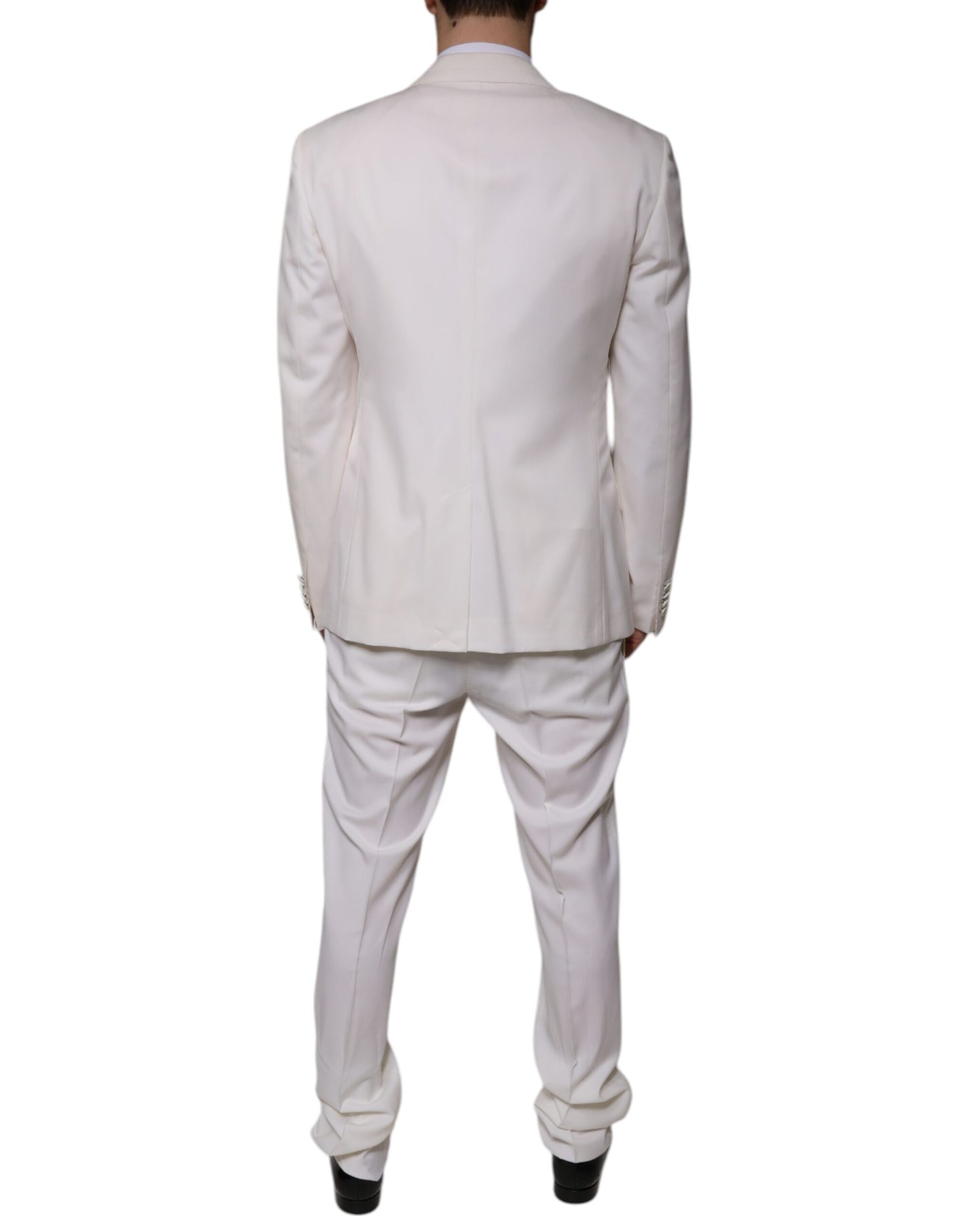 Dolce & Gabbana White Wool Silk 3 Piece SlimFit Formal Suit IT52 / XL