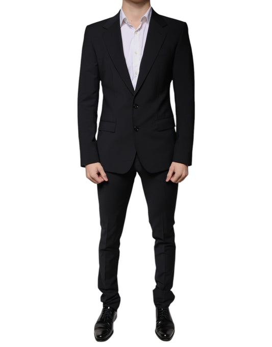 Dolce & Gabbana Black Wool 3 Piece Slim Fit Formal Men Suit IT44 / XS