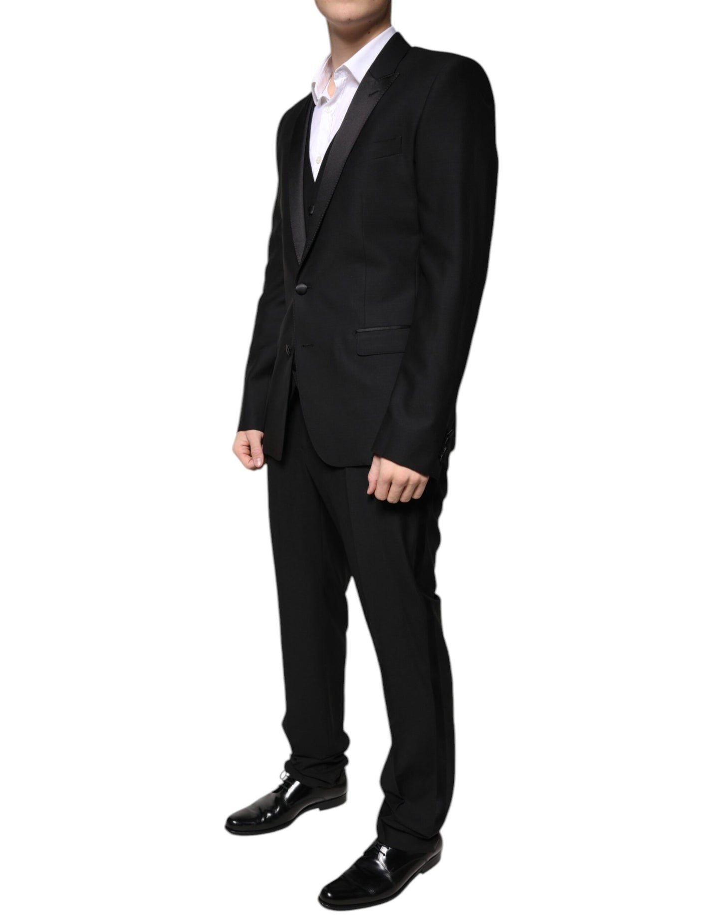 Dolce & Gabbana Black Wool 3 Piece Slim Fit Formal Suit IT50 / L