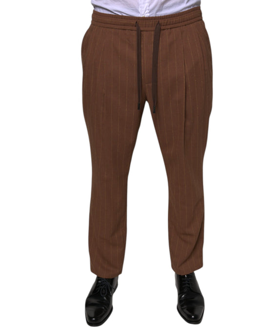 Dolce & Gabbana Brown Stripes Skinny Men Dress Pants IT48 / M