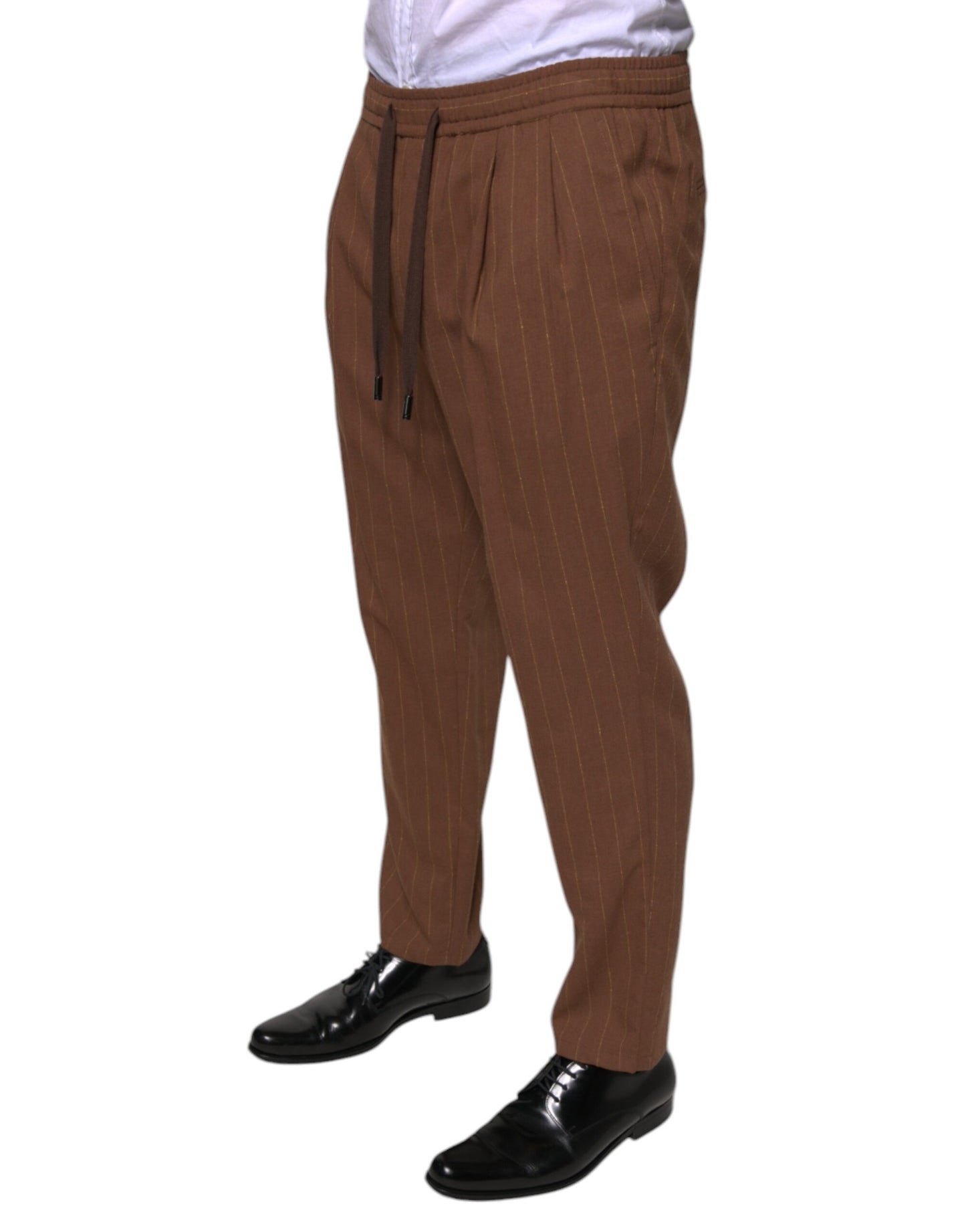 Dolce & Gabbana Brown Stripes Skinny Men Dress Pants IT48 / M