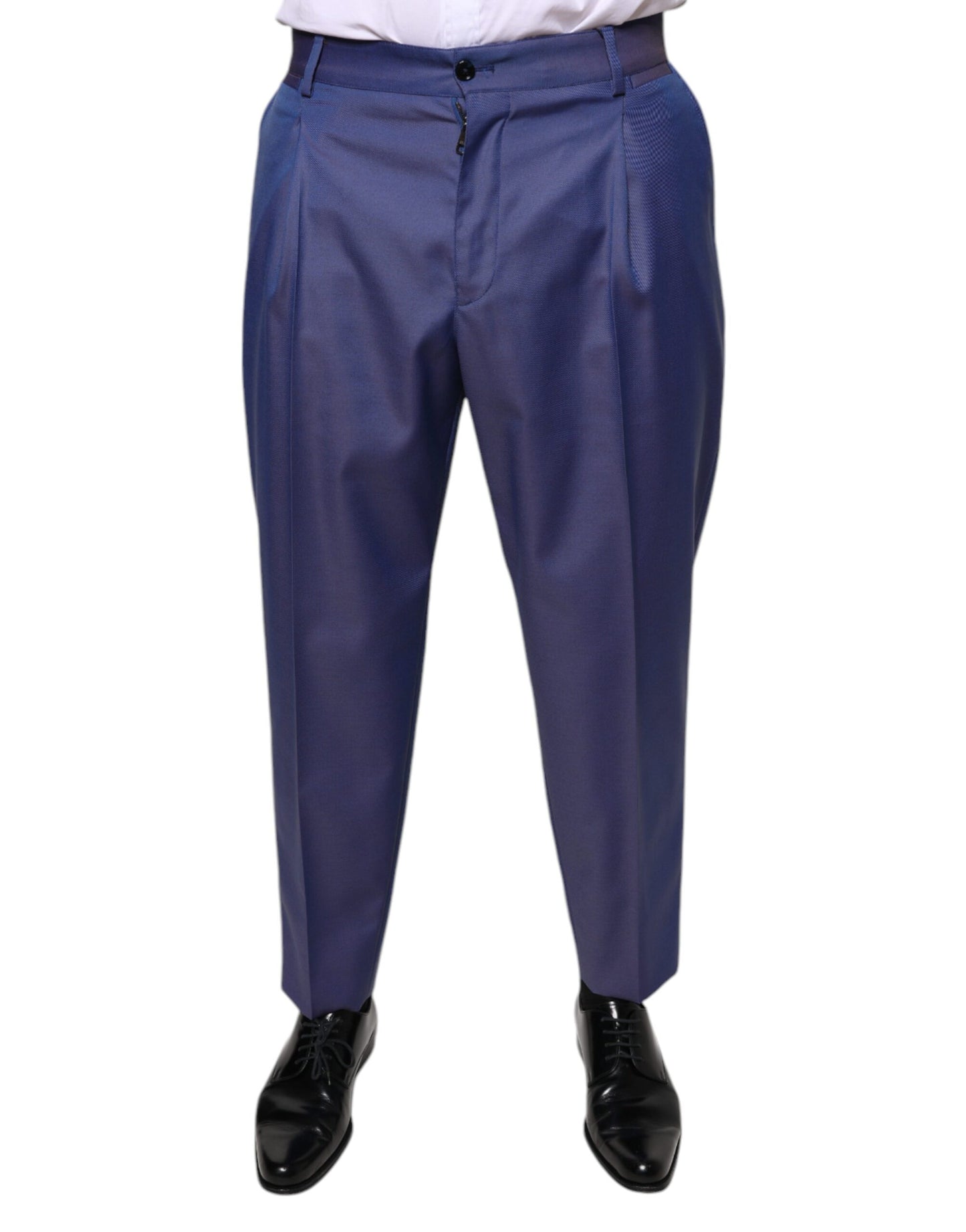 Dolce & Gabbana Blue Wool Tapered Formal Dress Pants IT48 / M