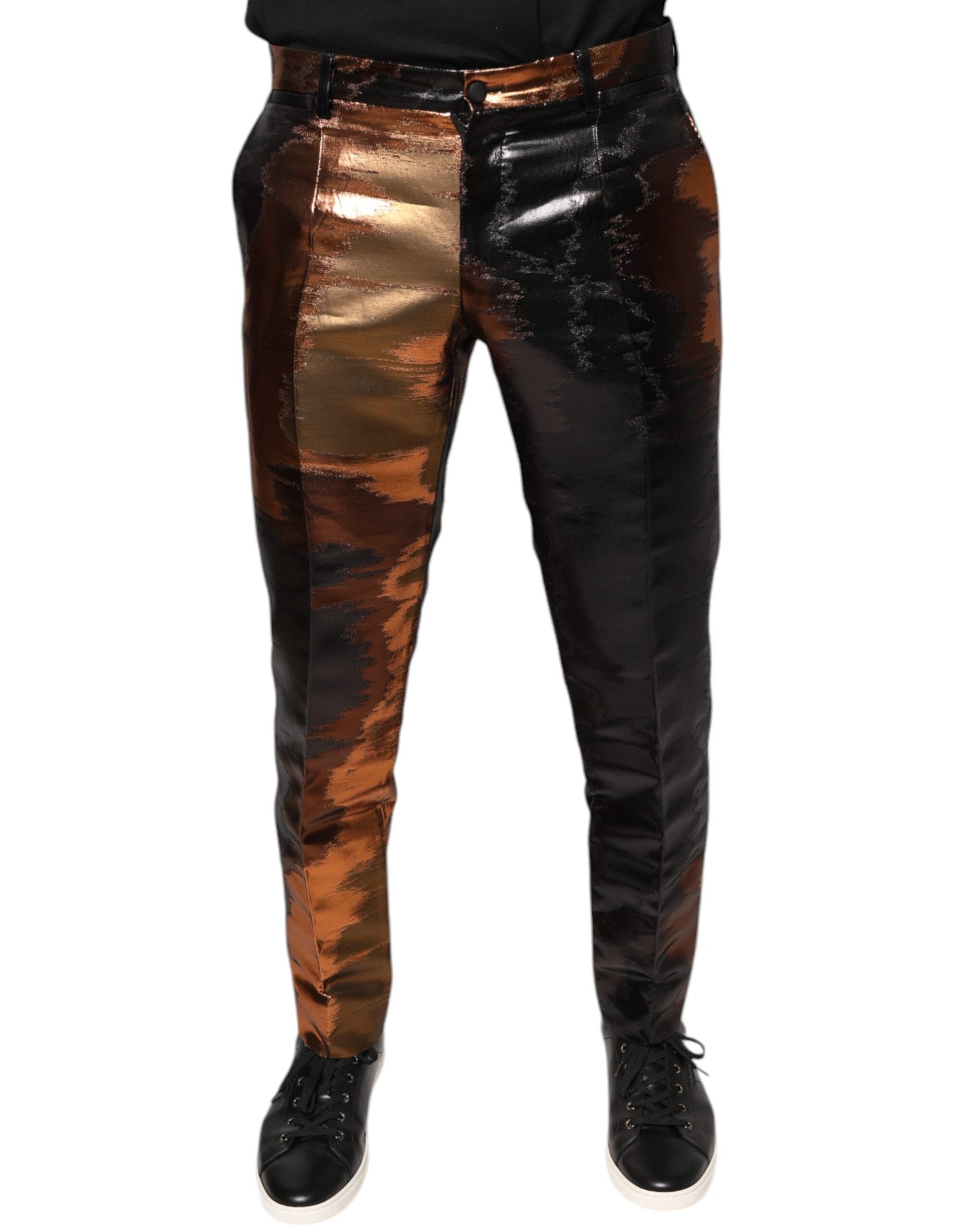 Dolce & Gabbana Multicolor Jacquard Skinny Men Pants IT48 / M