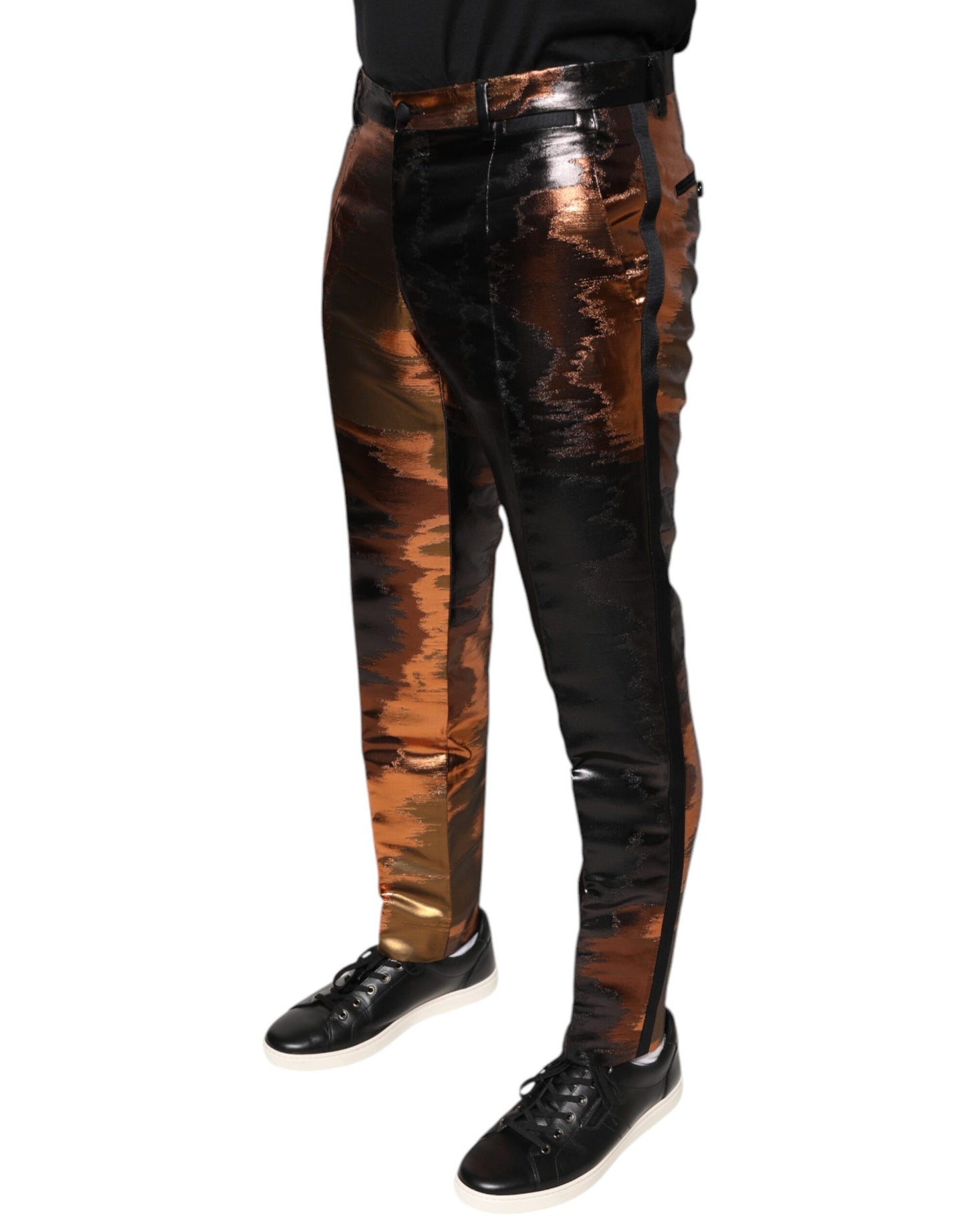 Dolce & Gabbana Multicolor Jacquard Skinny Men Pants IT48 / M