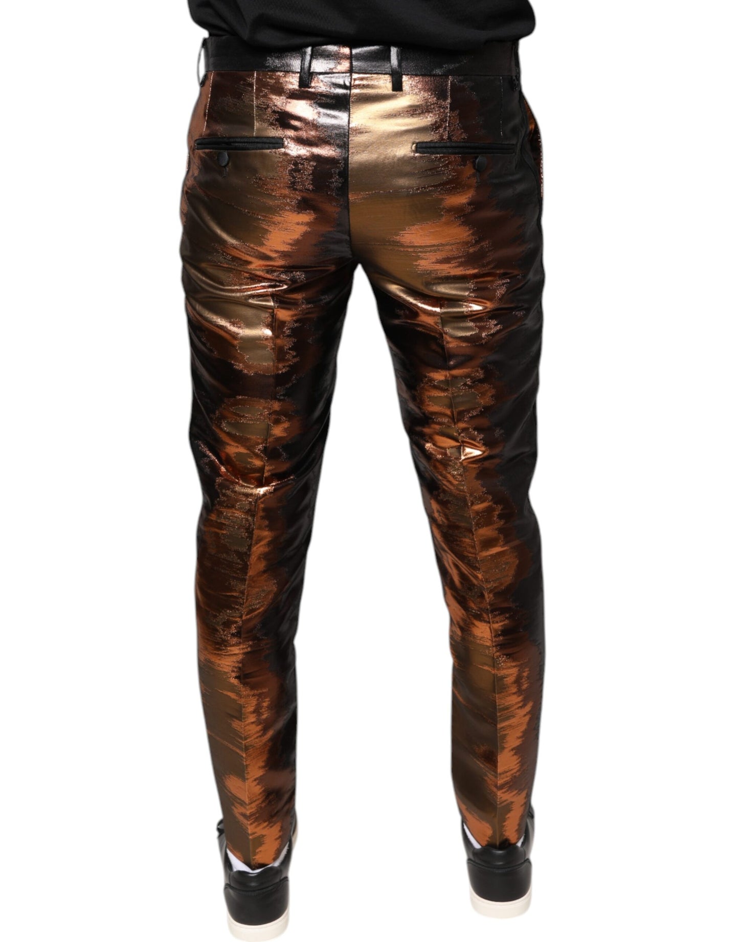 Dolce & Gabbana Multicolor Jacquard Skinny Men Pants IT48 / M