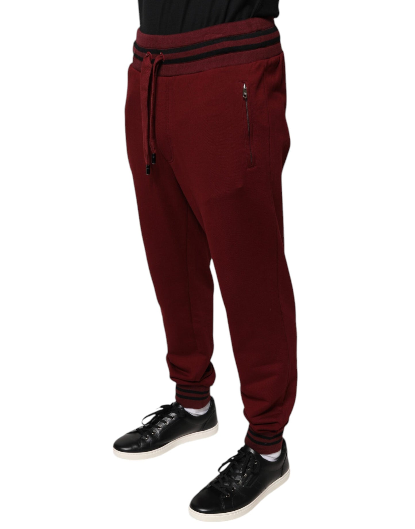 Dolce & Gabbana Dark Red Cotton Men Jogger Sweatpants Pants IT50 / L