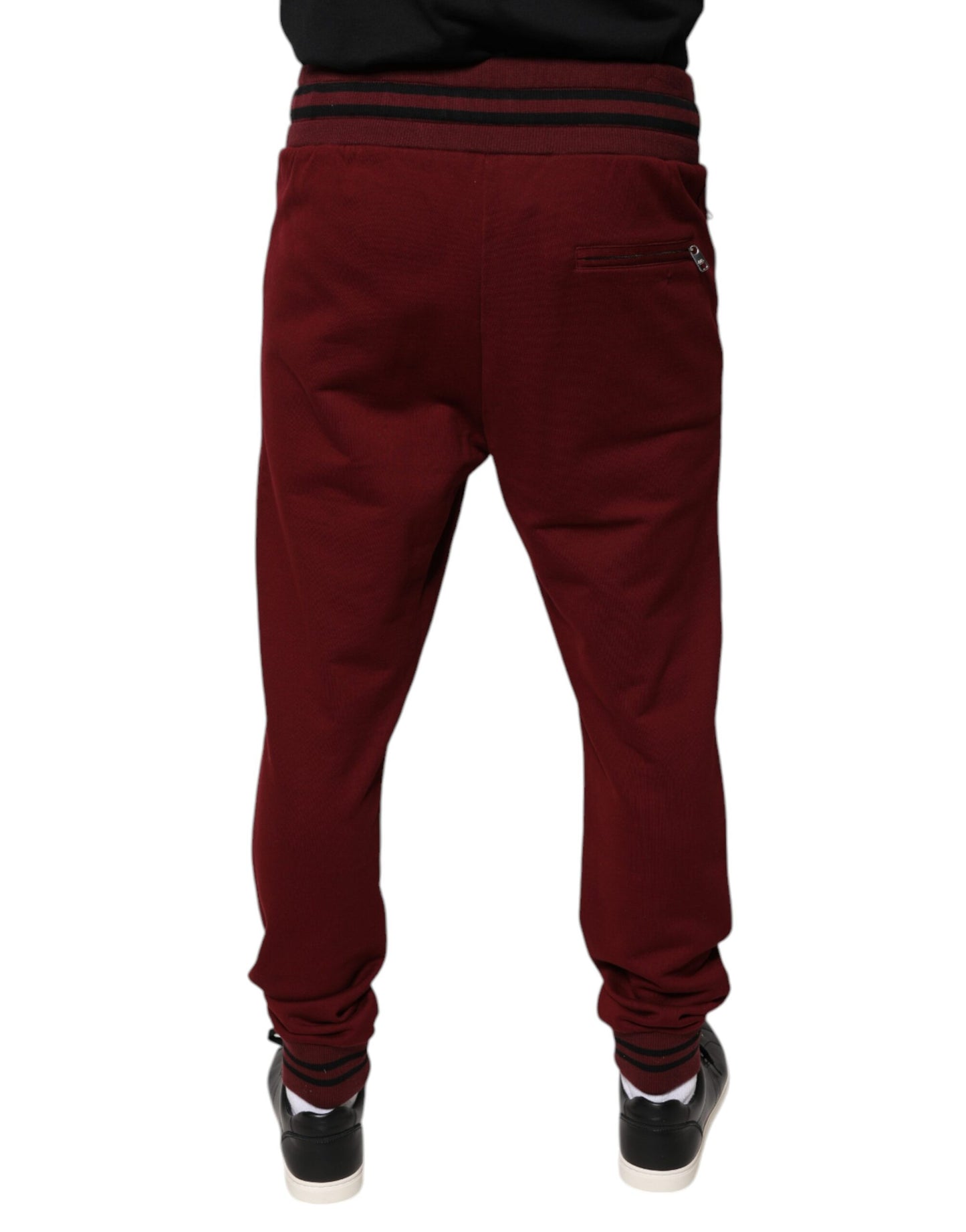 Dolce & Gabbana Dark Red Cotton Men Jogger Sweatpants Pants IT50 / L