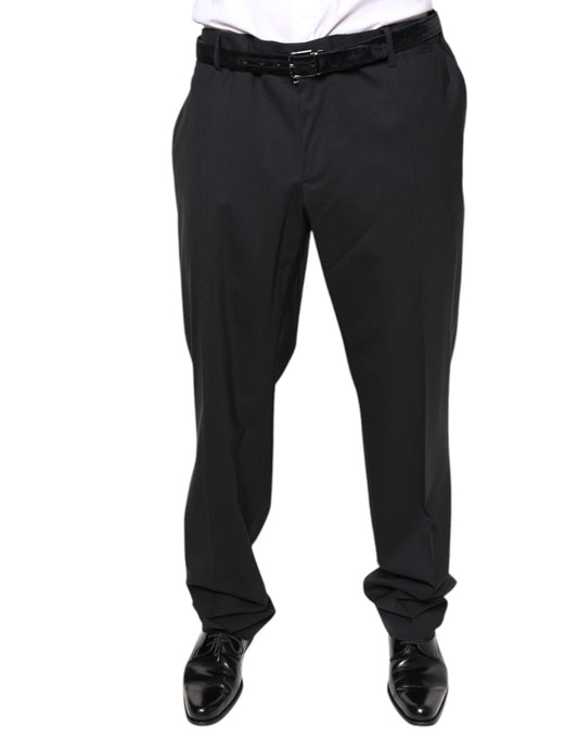 Dolce & Gabbana Black Wool Men Formal Dress Pants IT58 / XXL