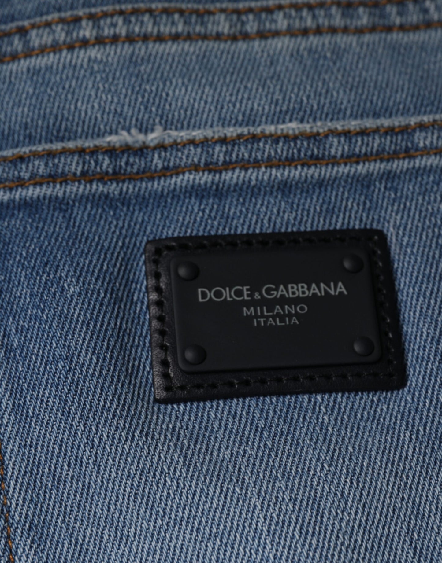 Dolce & Gabbana Blue Cotton Stretch Skinny Denim GOLD Jeans IT50 / L