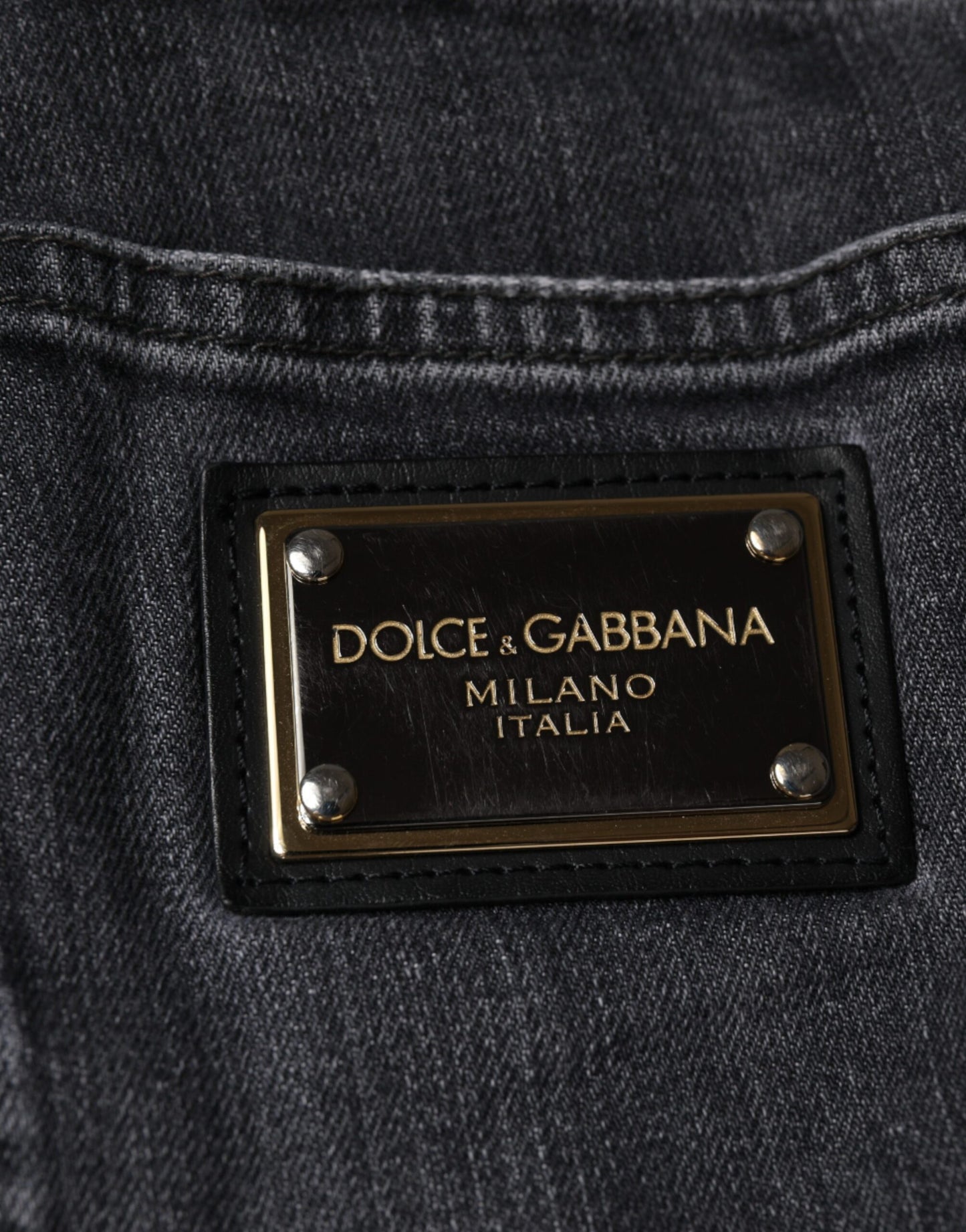 Dolce & Gabbana Dark Gray Tattered Cotton Skinny Denim Jeans IT50 / L