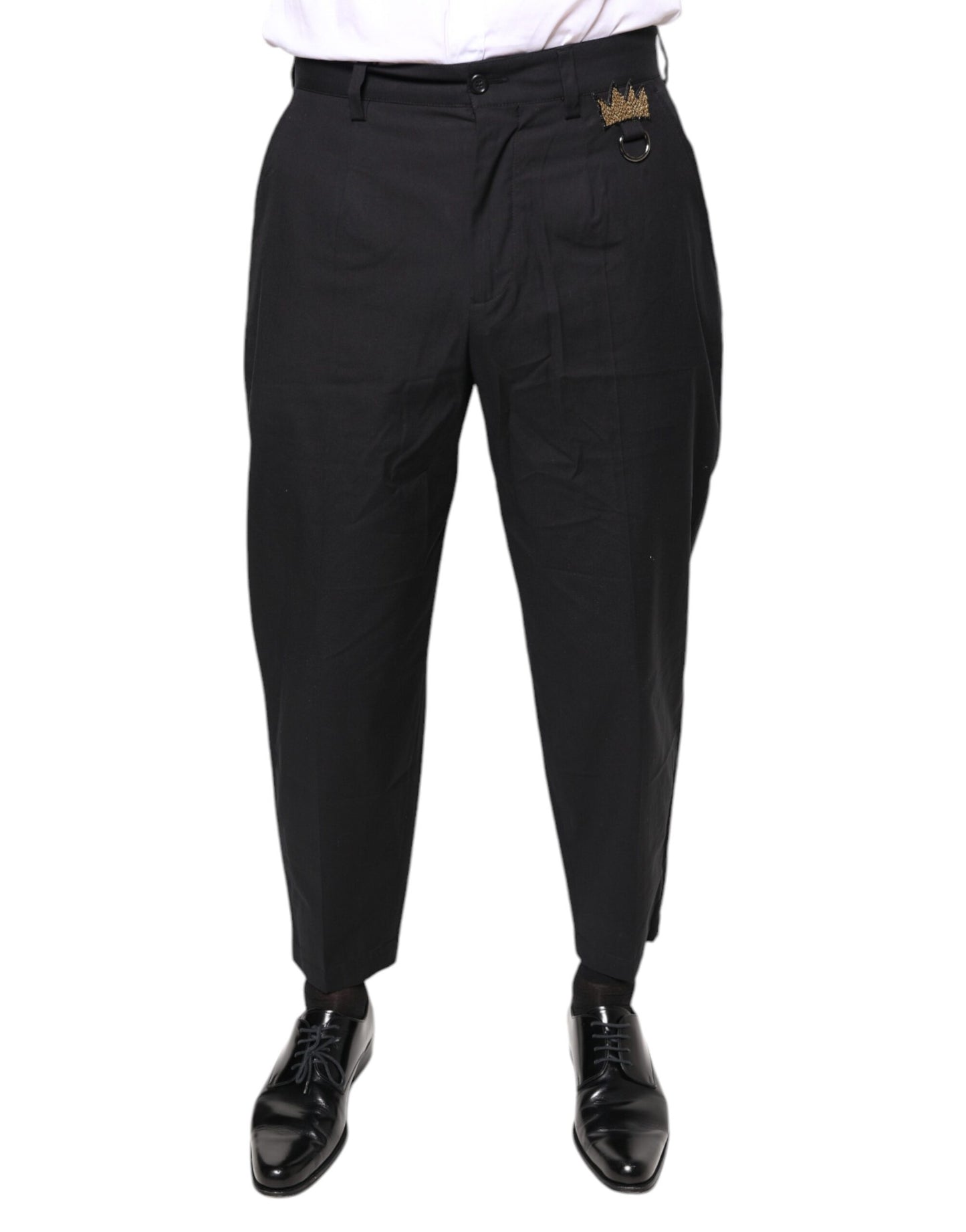 Dolce & Gabbana Black Crown Cotton Dress Pants IT46 / S