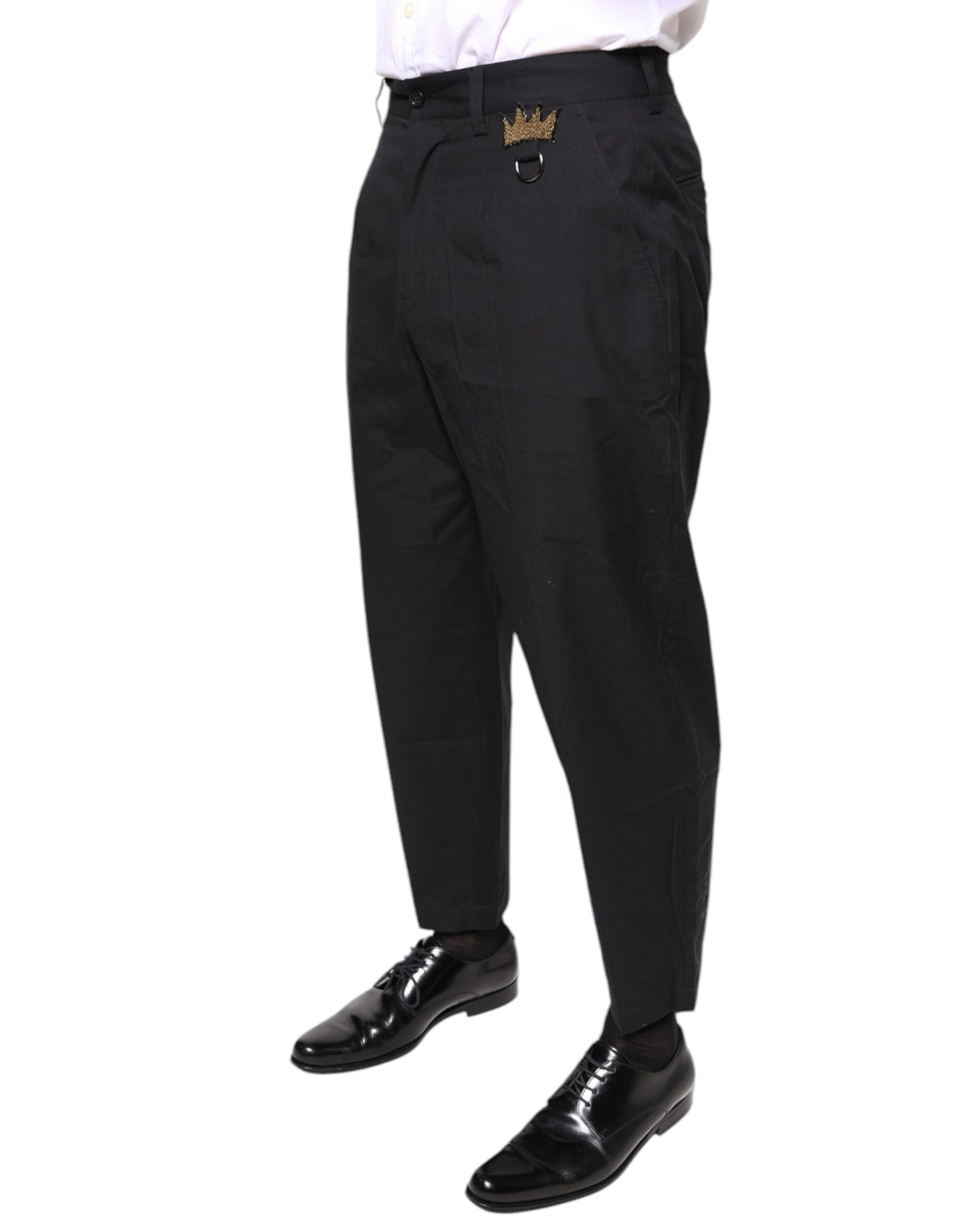 Dolce & Gabbana Black Crown Cotton Dress Pants IT46 / S