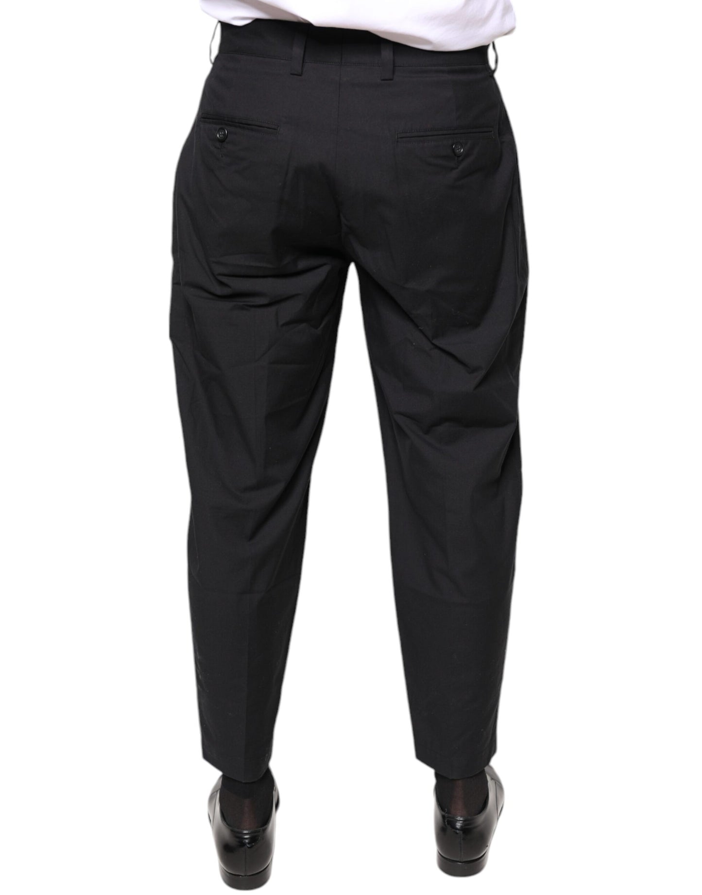 Dolce & Gabbana Black Crown Cotton Dress Pants IT46 / S