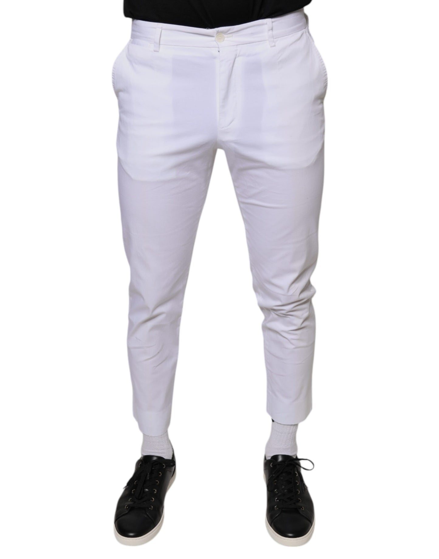 Dolce & Gabbana White Cotton Skinny Dress Pants IT46 / S