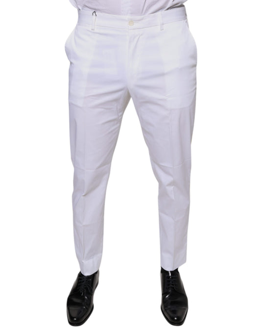 Dolce & Gabbana White Cotton Skinny Dress Pants IT48 / M