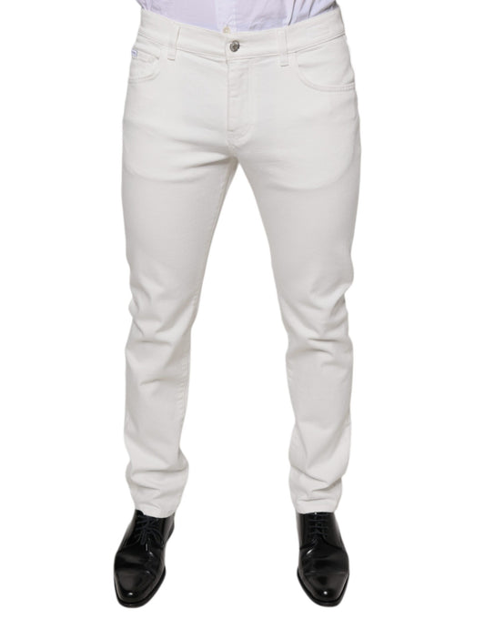 Dolce & Gabbana White Cotton Skinny Slim Men Denim Jeans IT48 / M