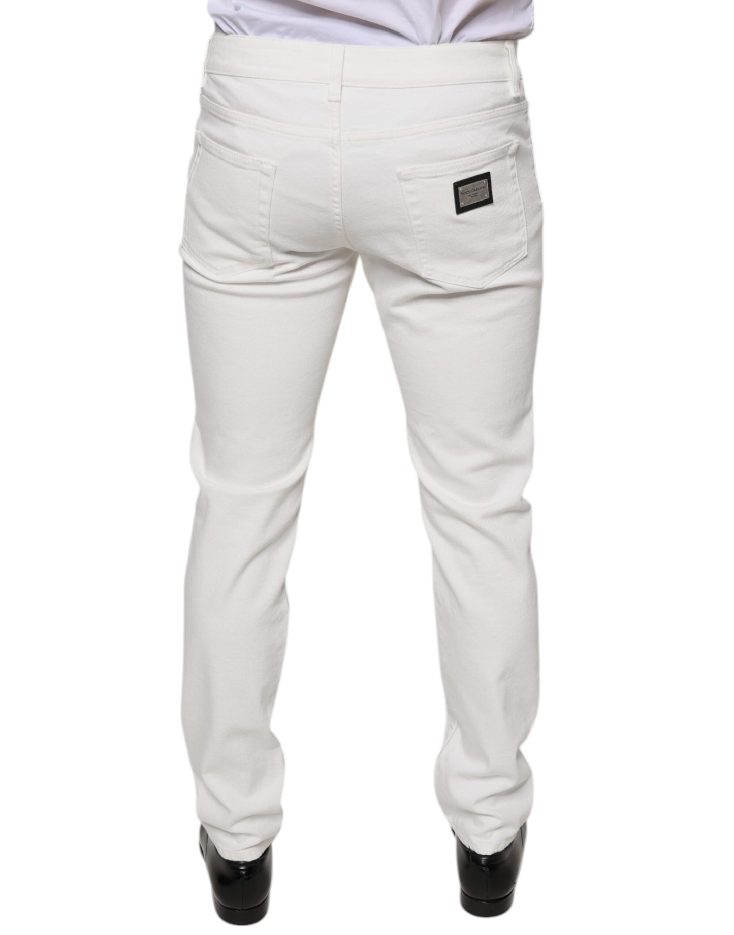 Dolce & Gabbana White Cotton Skinny Slim Men Denim Jeans IT48 / M