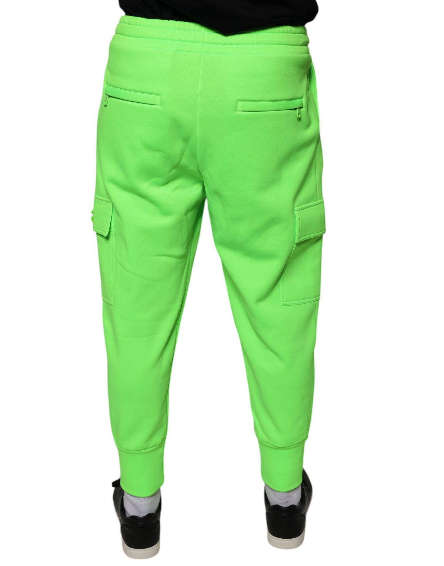 Dolce & Gabbana Neon Green Polyester Cargo Jogger Sweatpants Pants IT44 / XS