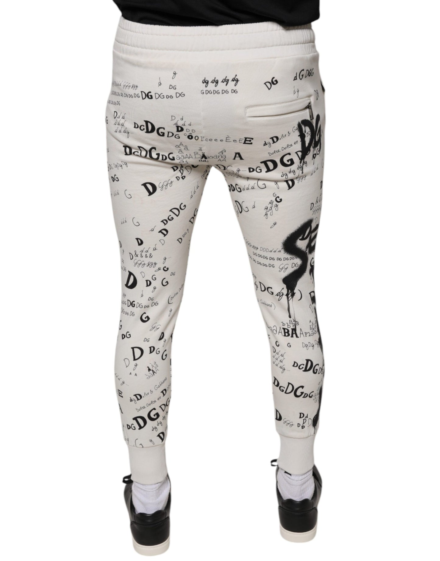 Dolce & Gabbana White Printed Cotton Jogger Sweatpants Pants IT44 / XS