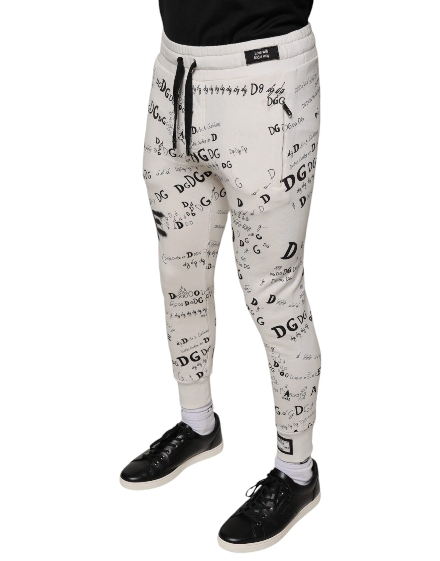 Dolce & Gabbana White Printed Cotton Jogger Sweatpants Pants IT44 / XS