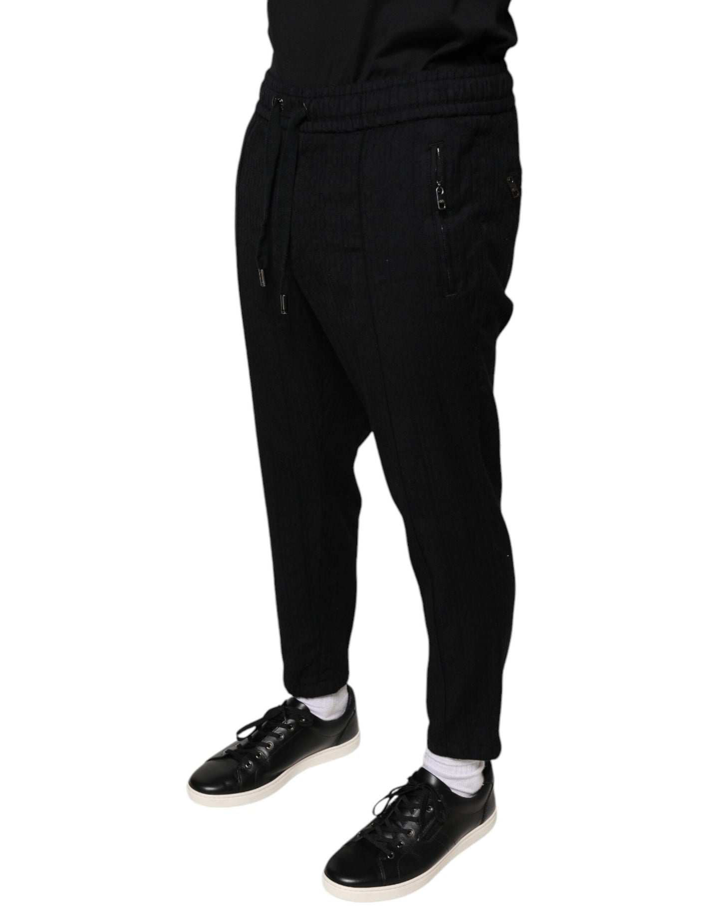 Dolce & Gabbana Black Wool Jogger Jogging Pants IT52 / XL