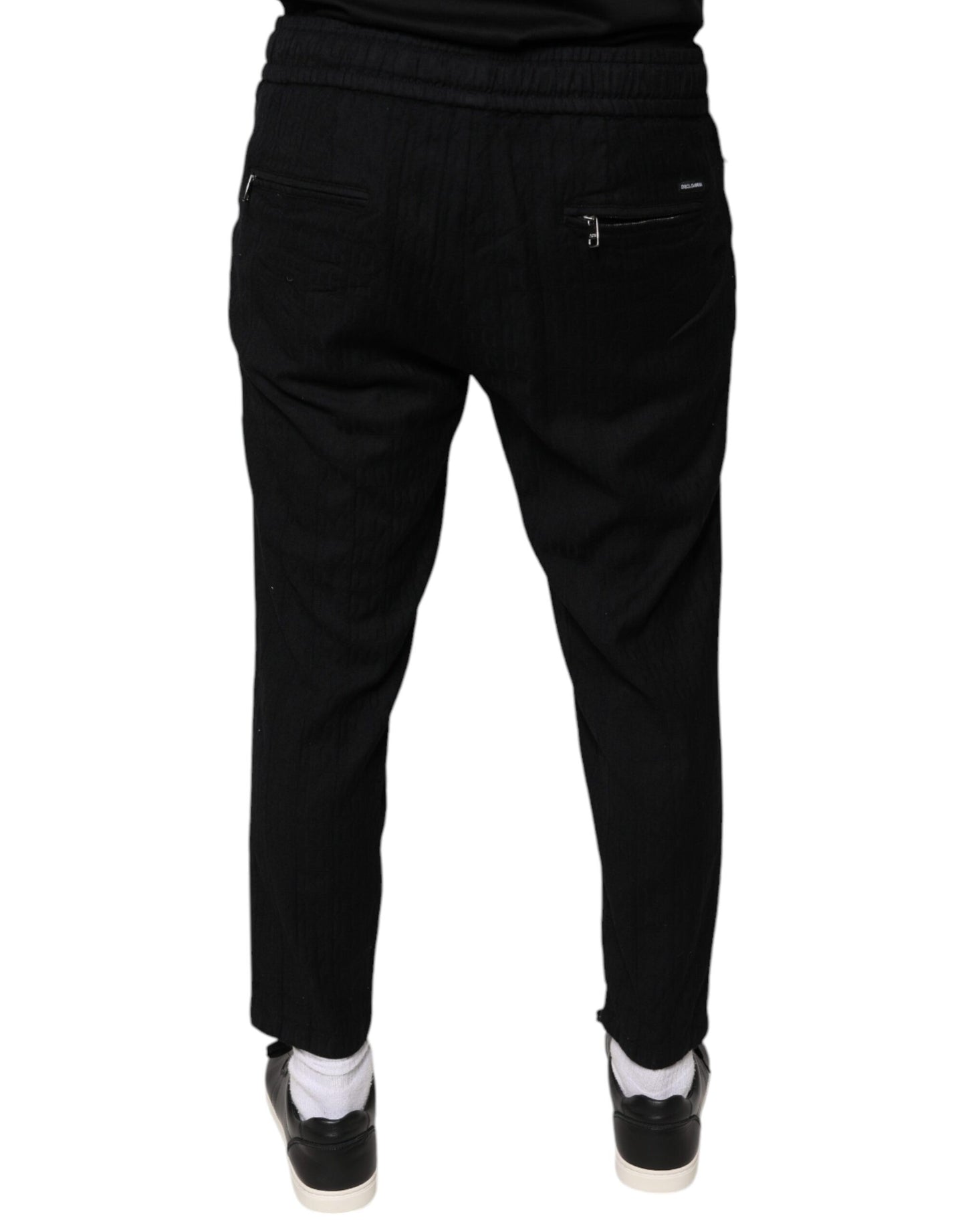 Dolce & Gabbana Black Wool Jogger Jogging Pants IT52 / XL