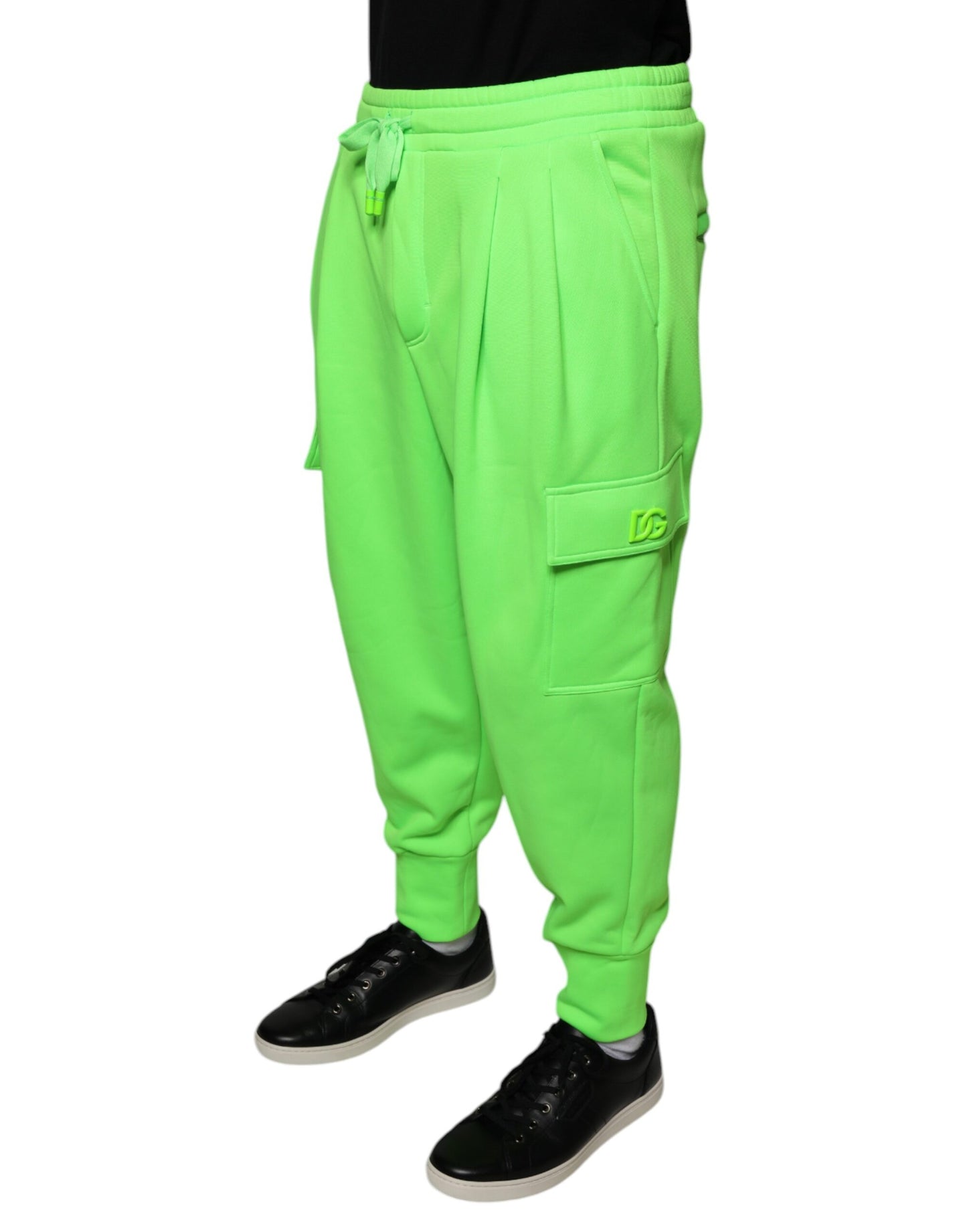 Dolce & Gabbana Neon Green Polyester Cargo Jogger Sweatpants Pants IT48 / M