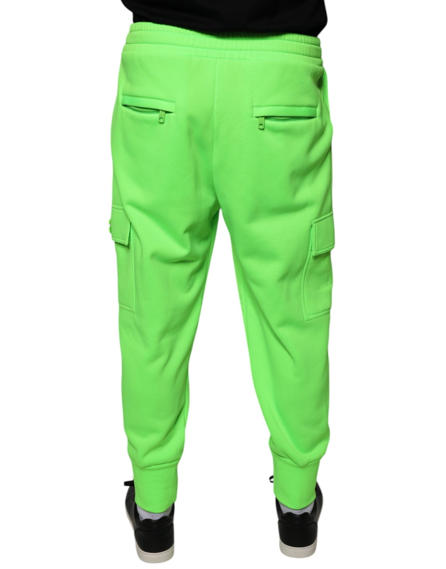 Dolce & Gabbana Neon Green Polyester Cargo Jogger Sweatpants Pants IT48 / M