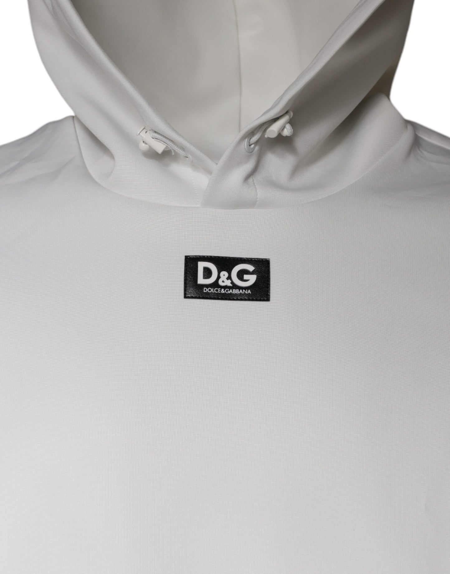 Dolce & Gabbana White D&G Logo Hooded Men Sweatshirt Sweater IT48 / M