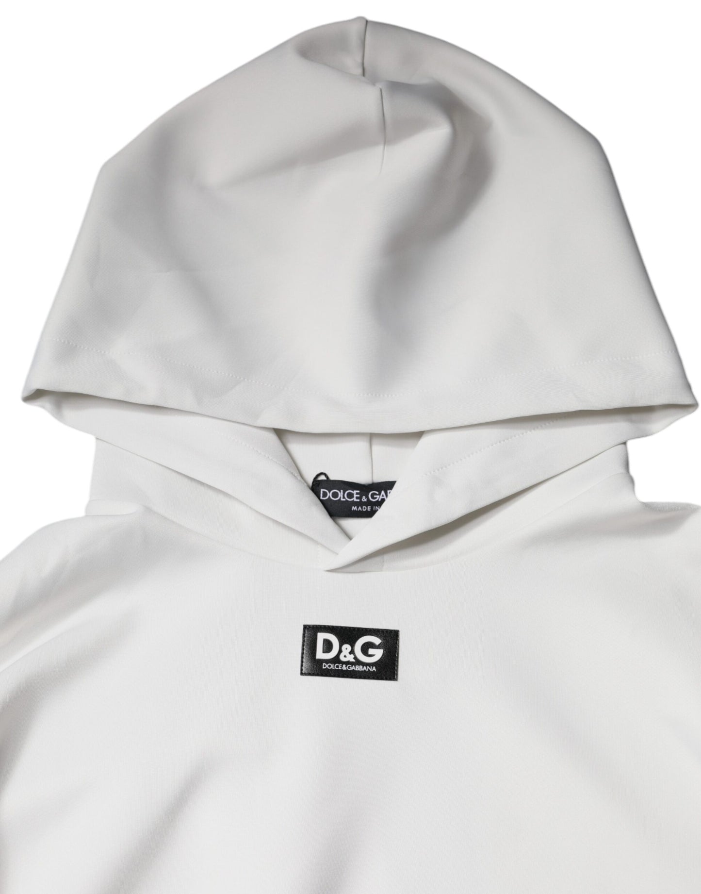 Dolce & Gabbana White D&G Logo Hooded Men Sweatshirt Sweater IT48 / M