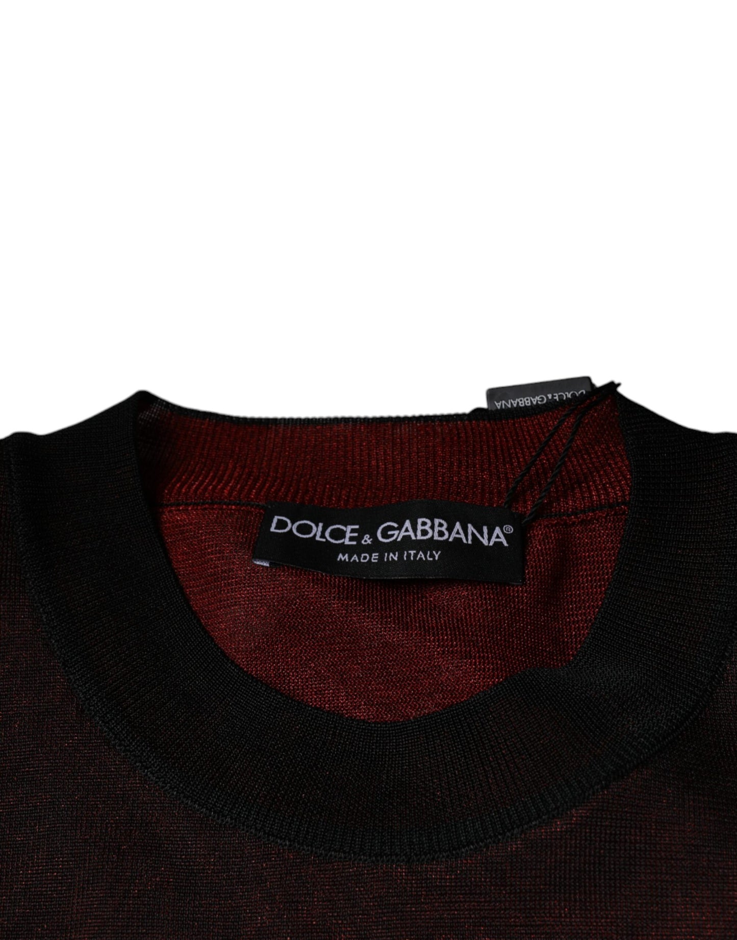 Dolce & Gabbana Maroon Polyester Crew Neck Pullover Sweater IT48 / M