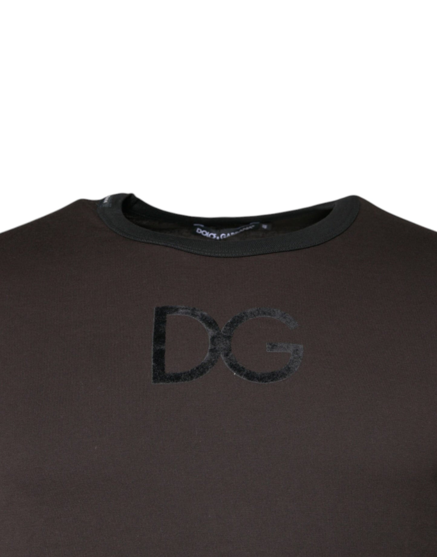 Dolce & Gabbana Brown Logo Cotton Crew Neck Pullover Sweater IT44 / XS