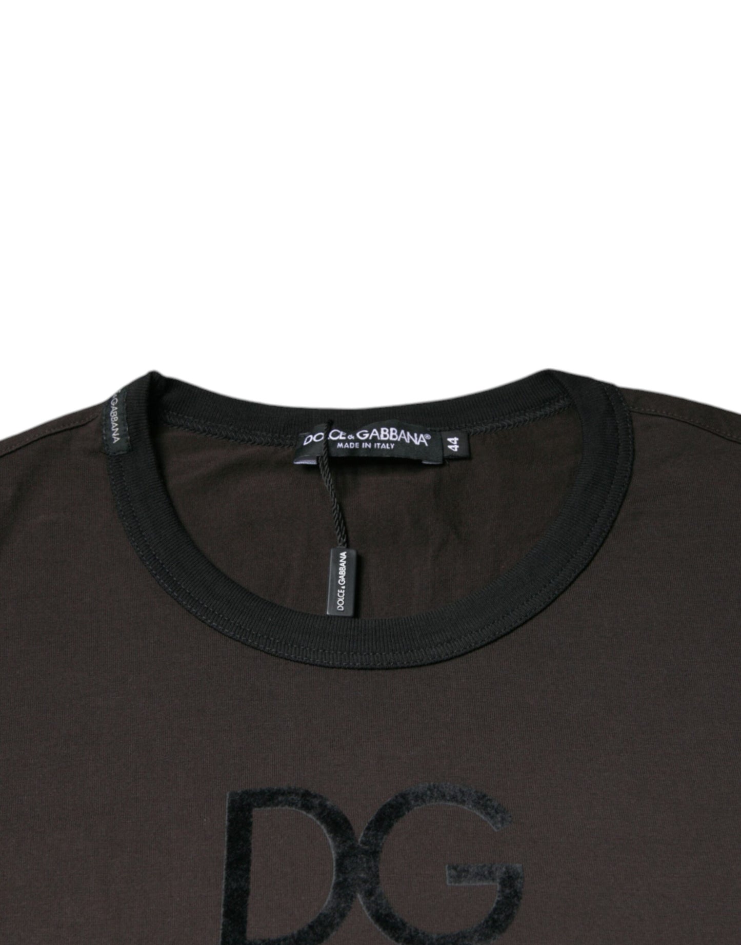 Dolce & Gabbana Brown Logo Cotton Crew Neck Pullover Sweater IT44 / XS