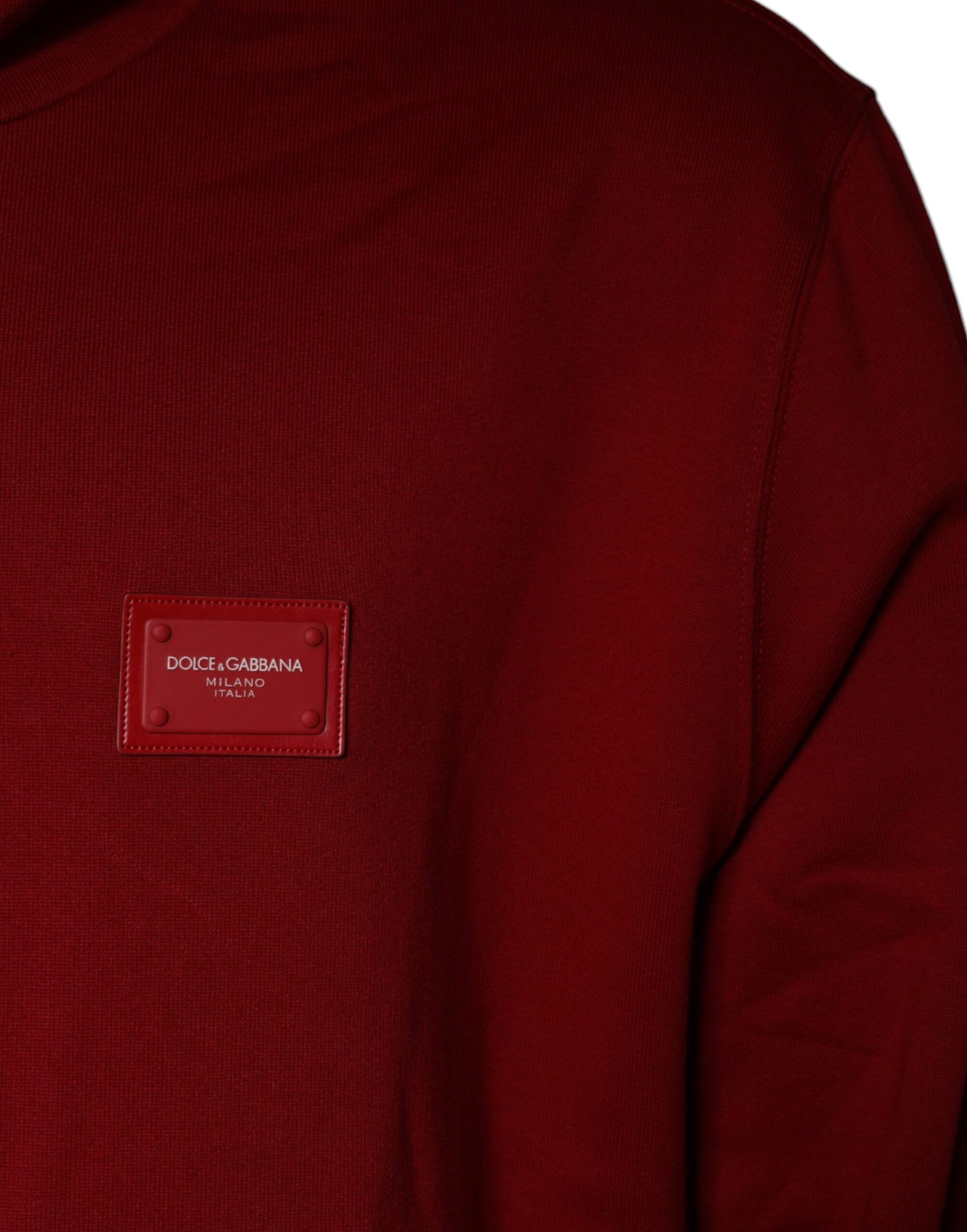 Dolce & Gabbana Red Logo Plaque Hooded Sweatshirt Sweater IT58 | 3XL