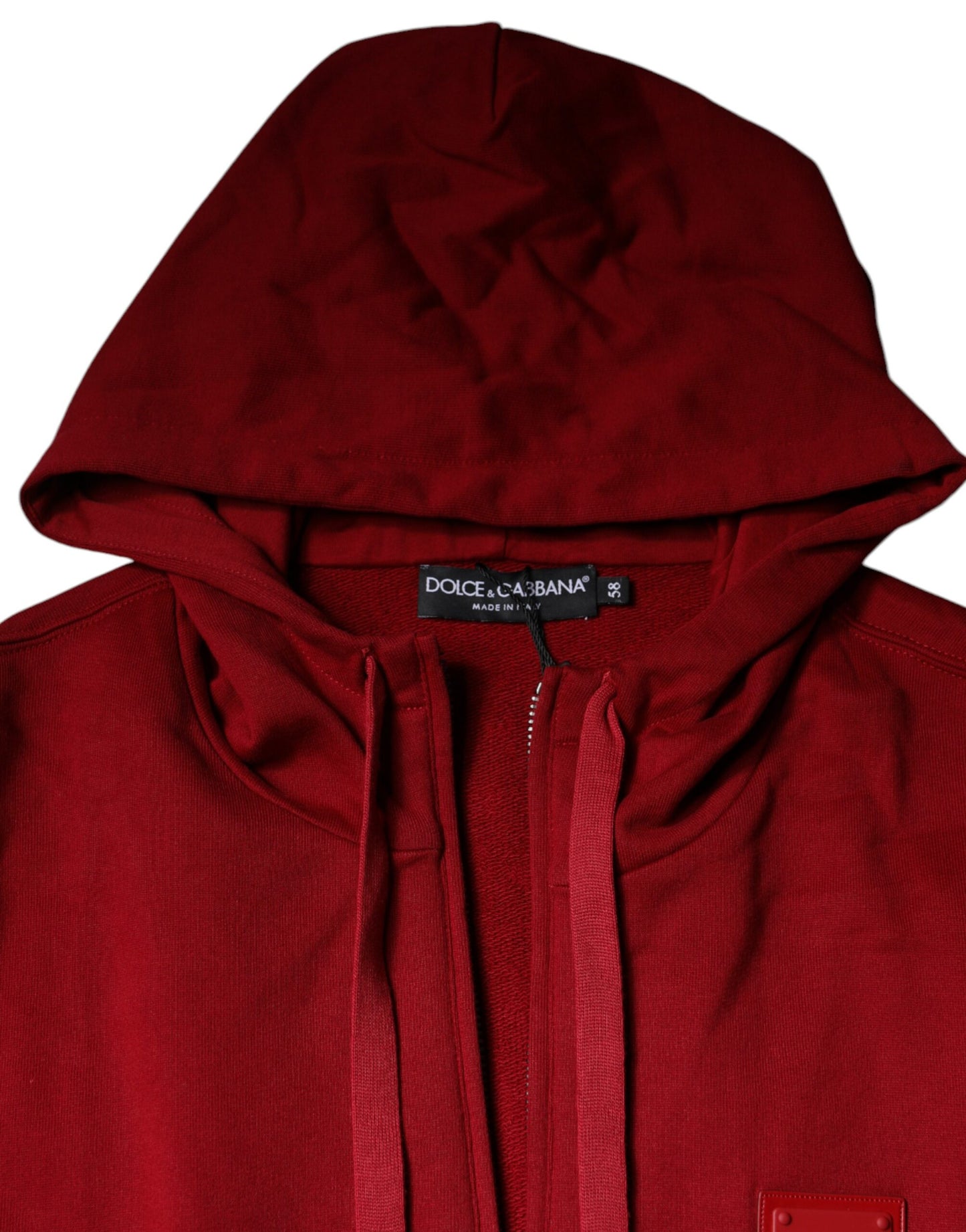 Dolce & Gabbana Red Logo Plaque Hooded Sweatshirt Sweater IT58 | 3XL