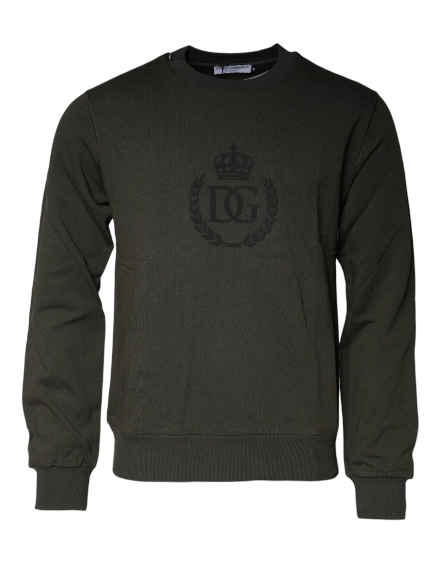 Dolce & Gabbana Army Green Crown Cotton Sweatshirt Sweater IT48 / M