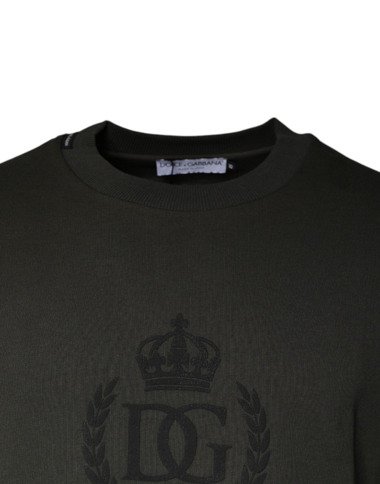 Dolce & Gabbana Army Green Crown Cotton Sweatshirt Sweater IT48 / M