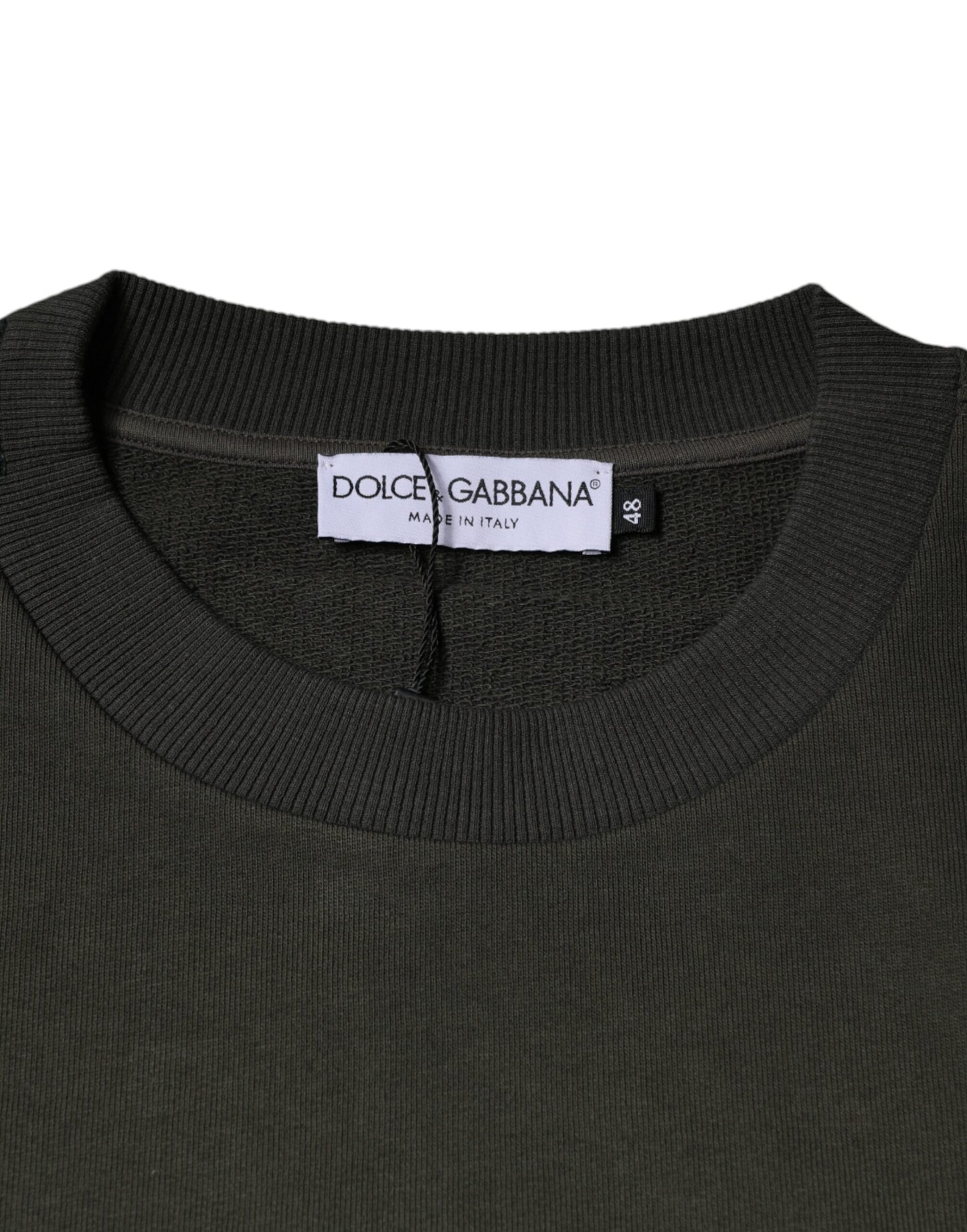 Dolce & Gabbana Army Green Crown Cotton Sweatshirt Sweater IT48 / M