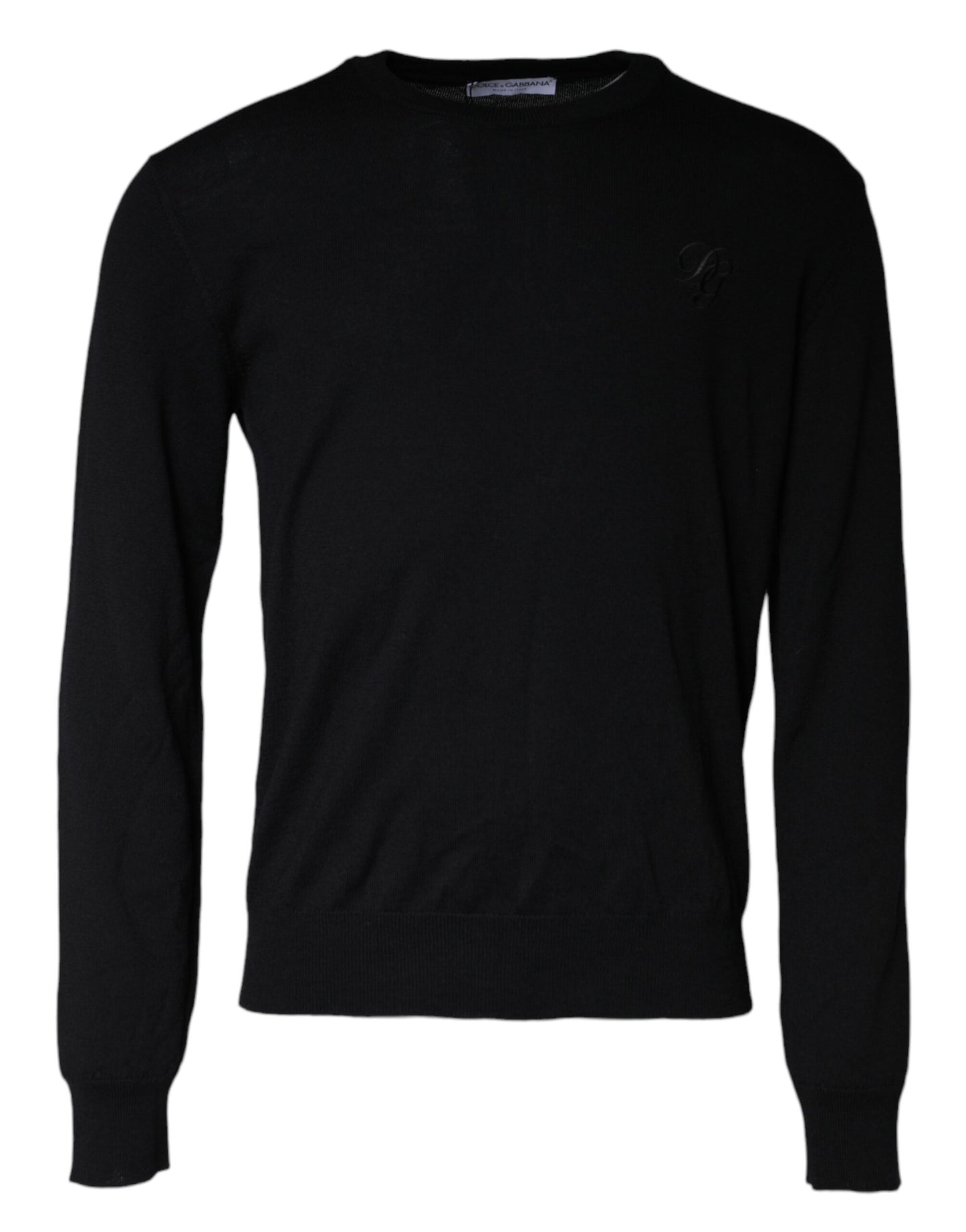 Dolce & Gabbana Black Wool Knit Crew Neck Pullover Sweater IT50 / L