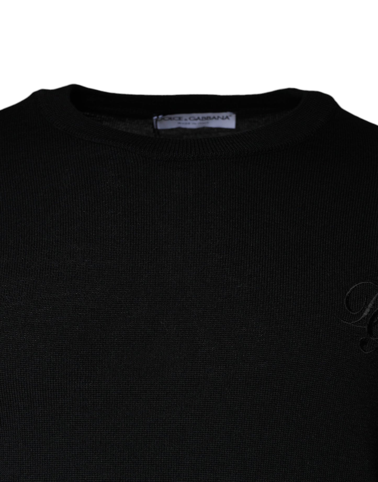 Dolce & Gabbana Black Wool Knit Crew Neck Pullover Sweater IT50 / L