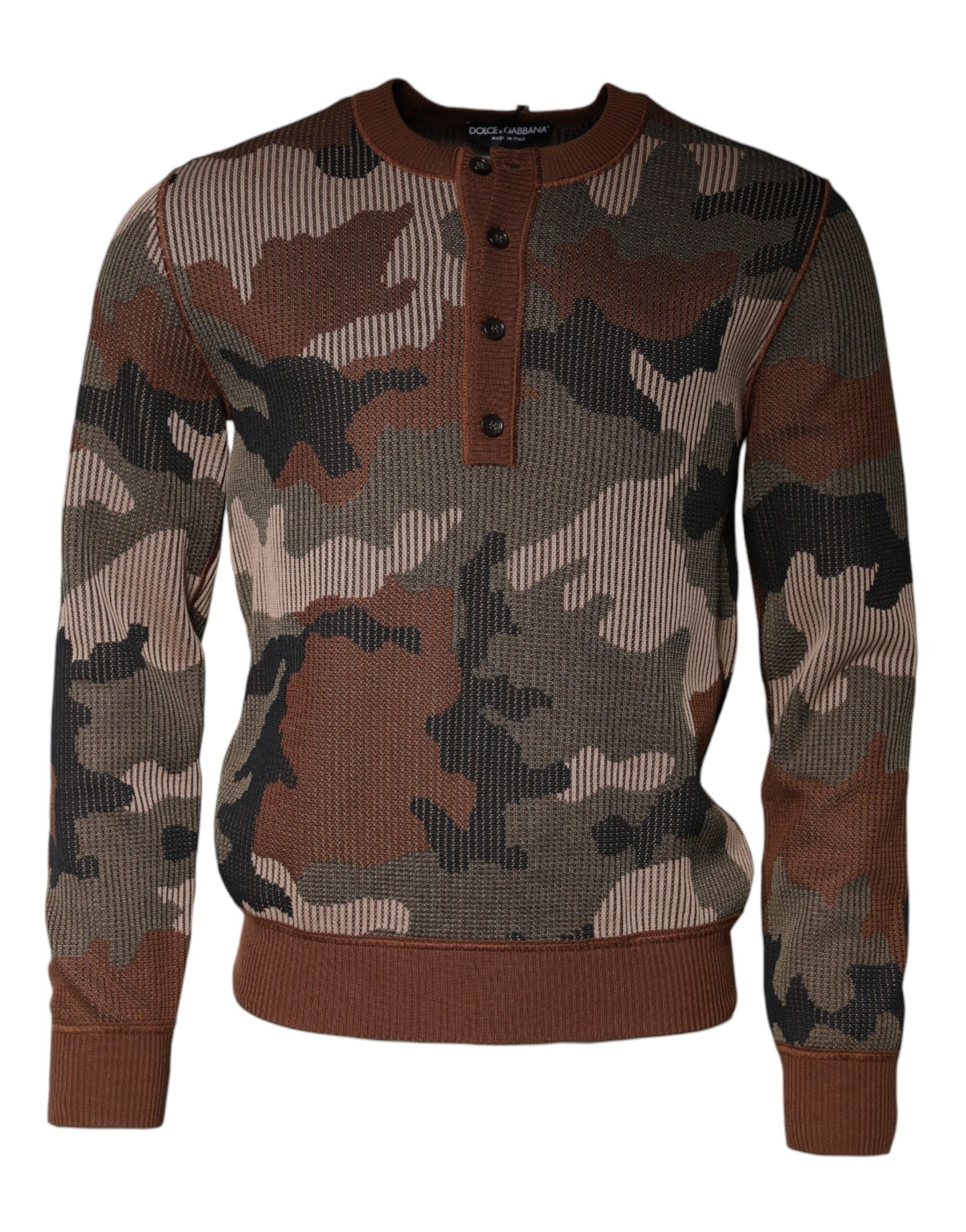 Dolce & Gabbana Multicolor Camouflage Men Pullover Sweater IT48 / M