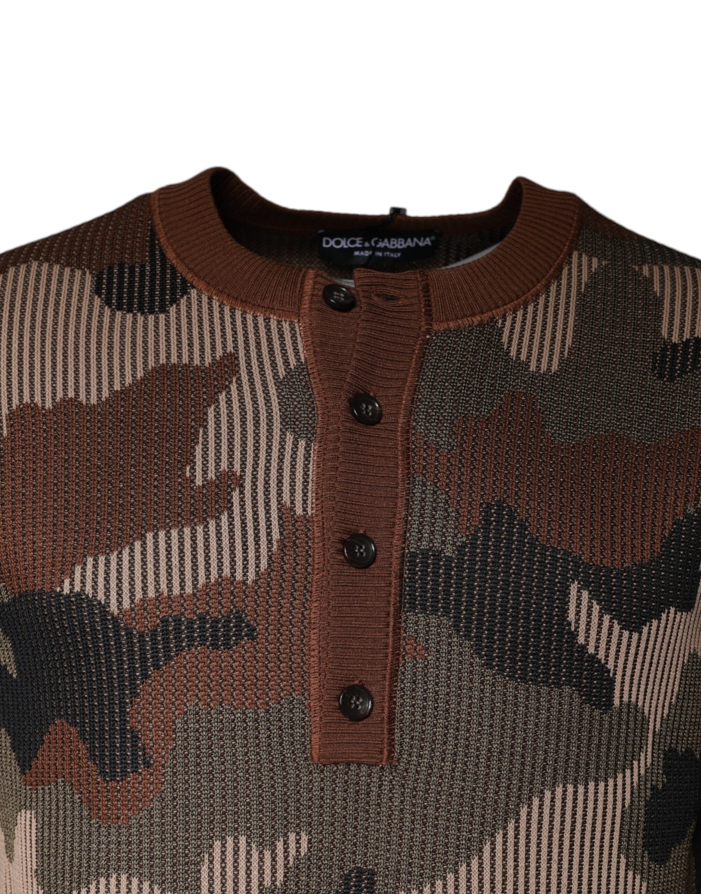 Dolce & Gabbana Multicolor Camouflage Men Pullover Sweater IT48 / M