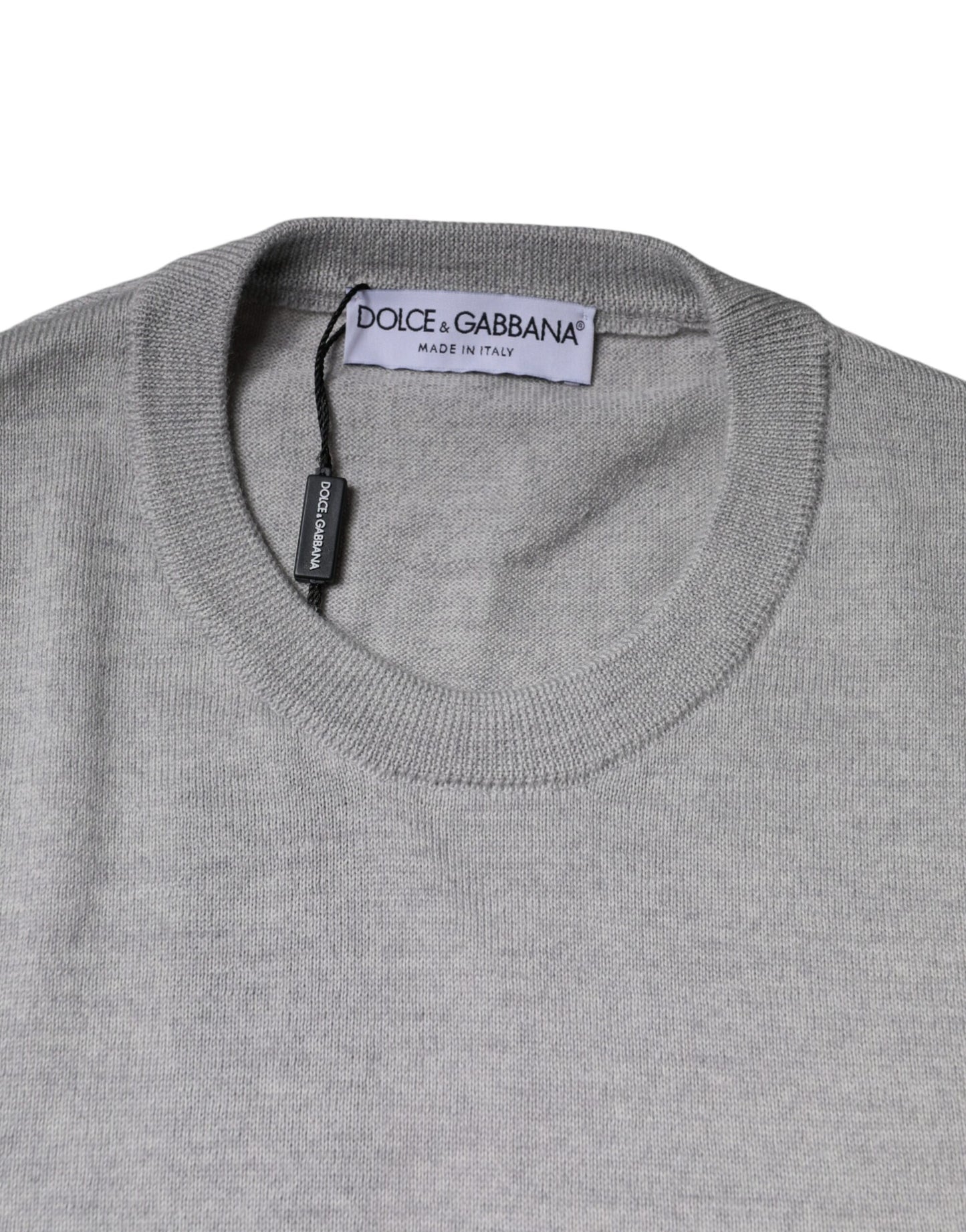 Dolce & Gabbana Light Gray Wool Crew Neck Pullover Sweater IT46 / S