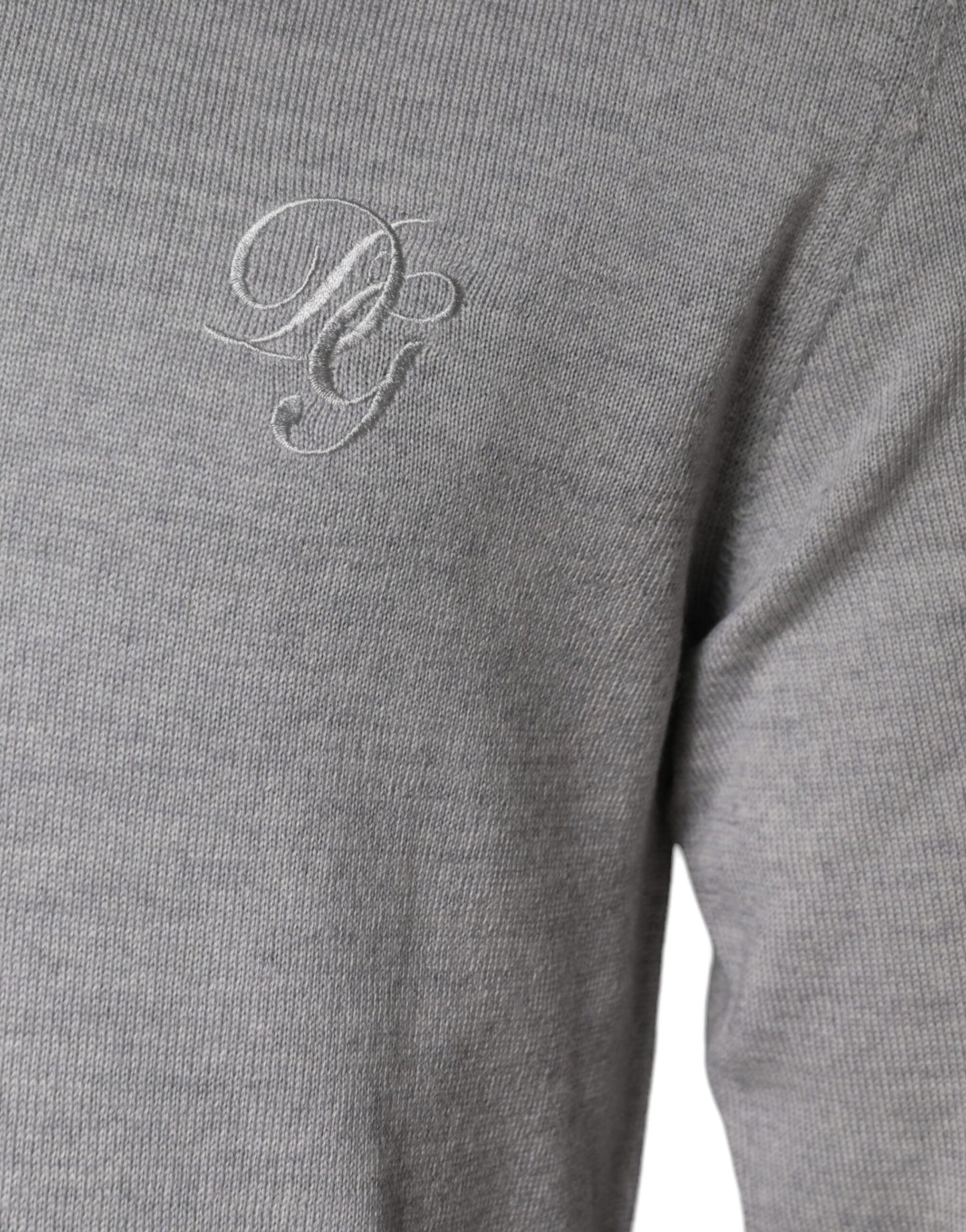 Dolce & Gabbana Light Gray Wool Crew Neck Pullover Sweater IT48 / M