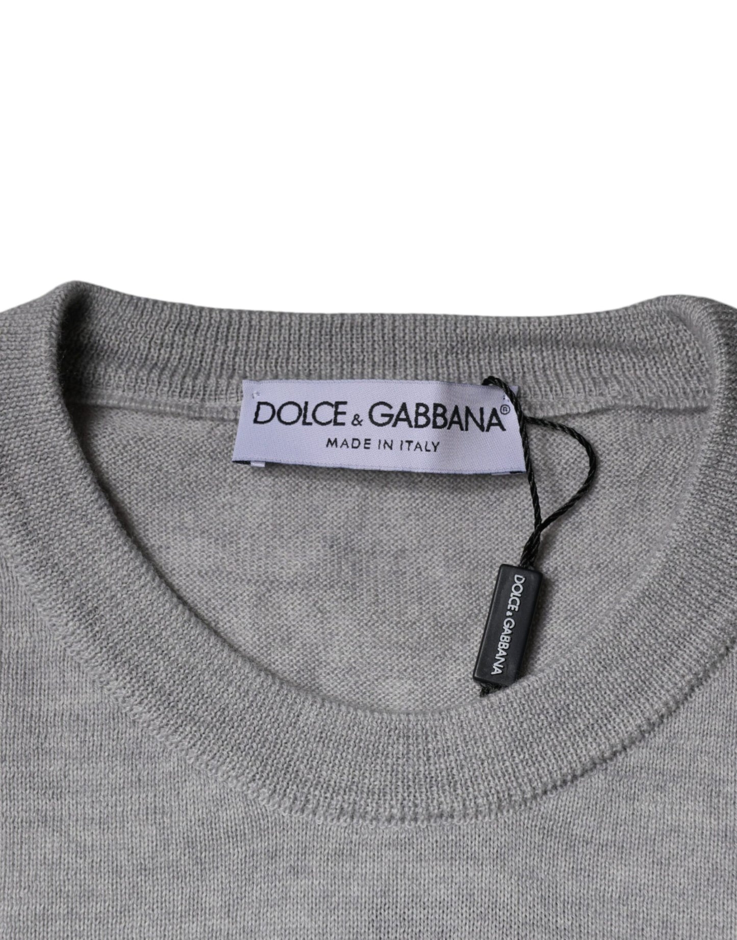 Dolce & Gabbana Light Gray Wool Crew Neck Pullover Sweater IT48 / M