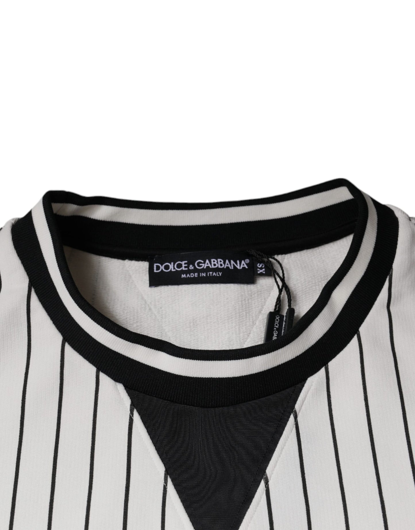 Dolce & Gabbana Black White Stripes Logo Sweatshirt Sweater IT44 / XS