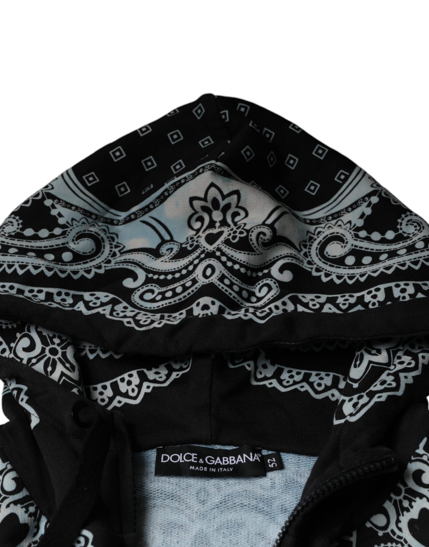 Dolce & Gabbana Black White Bandana Hooded Sweatshirt Sweater IT52 / XL