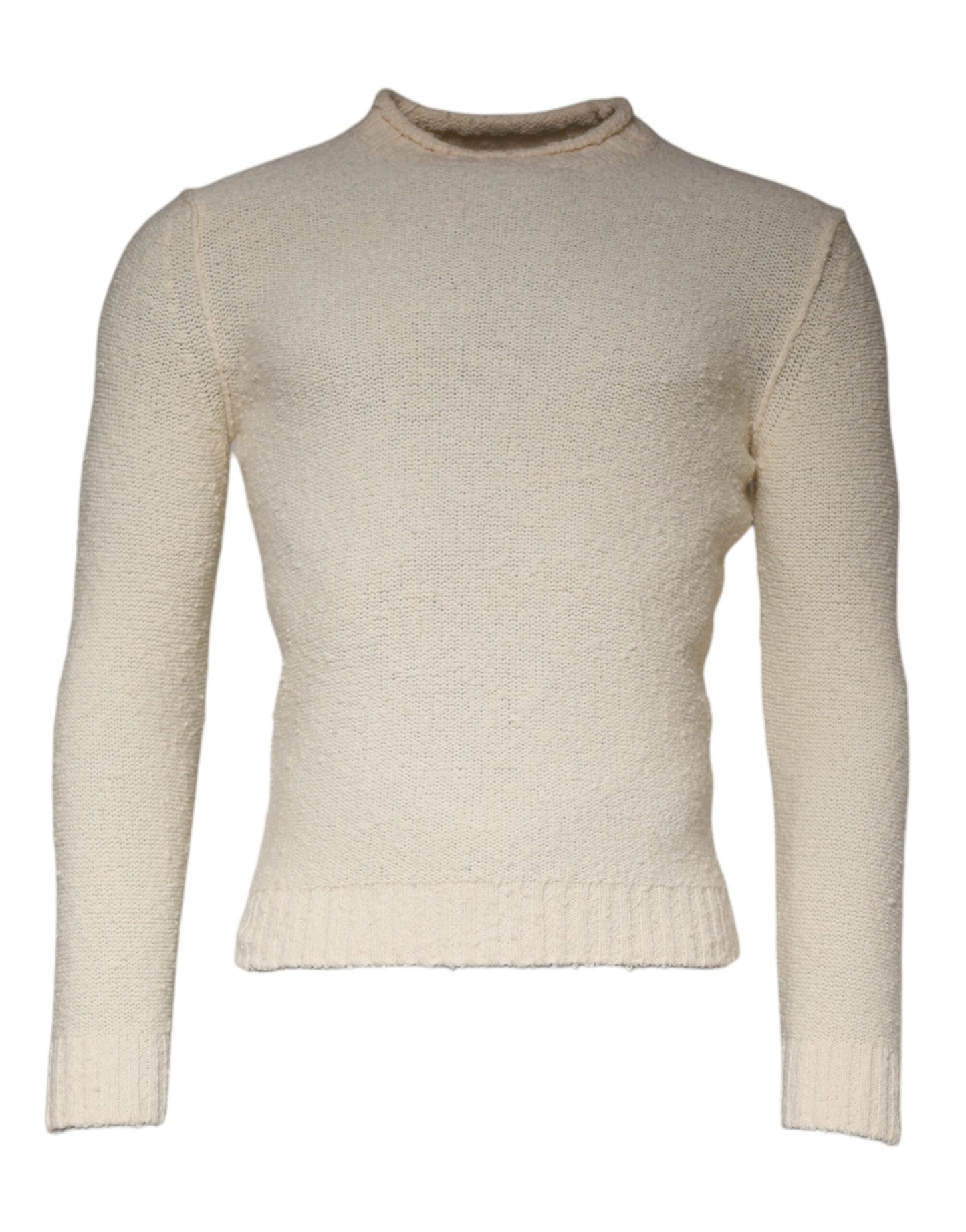 KANGRA Beige Wool Knit Long Sleeve Round Neck Pullover Sweater IT46 | S